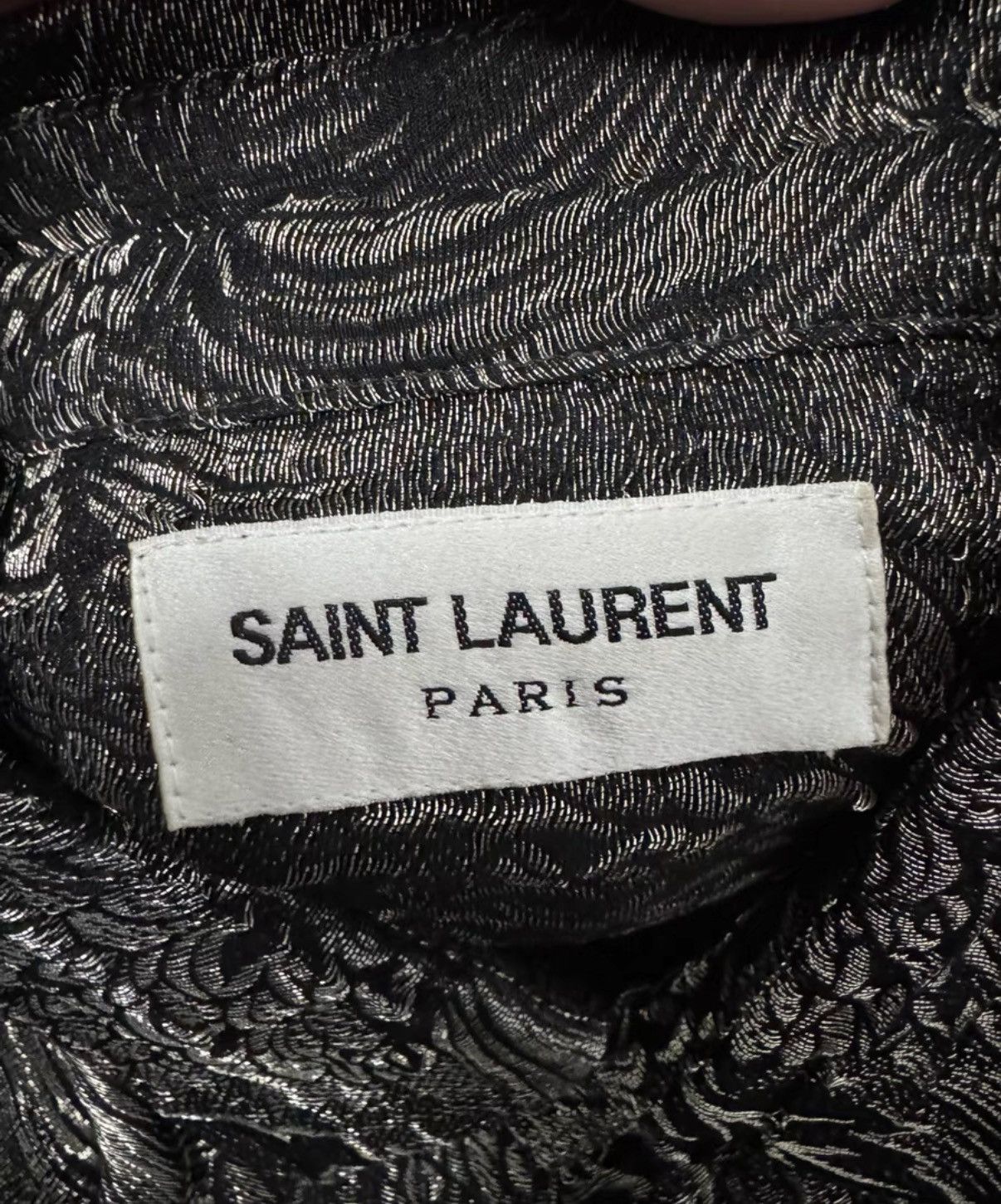 Saint Laurent Paris Saint Laurent 18FW Black/Gold Silk Embroidered Floral Shirt Size US L / EU 52-54 / 3 - 6 Thumbnail
