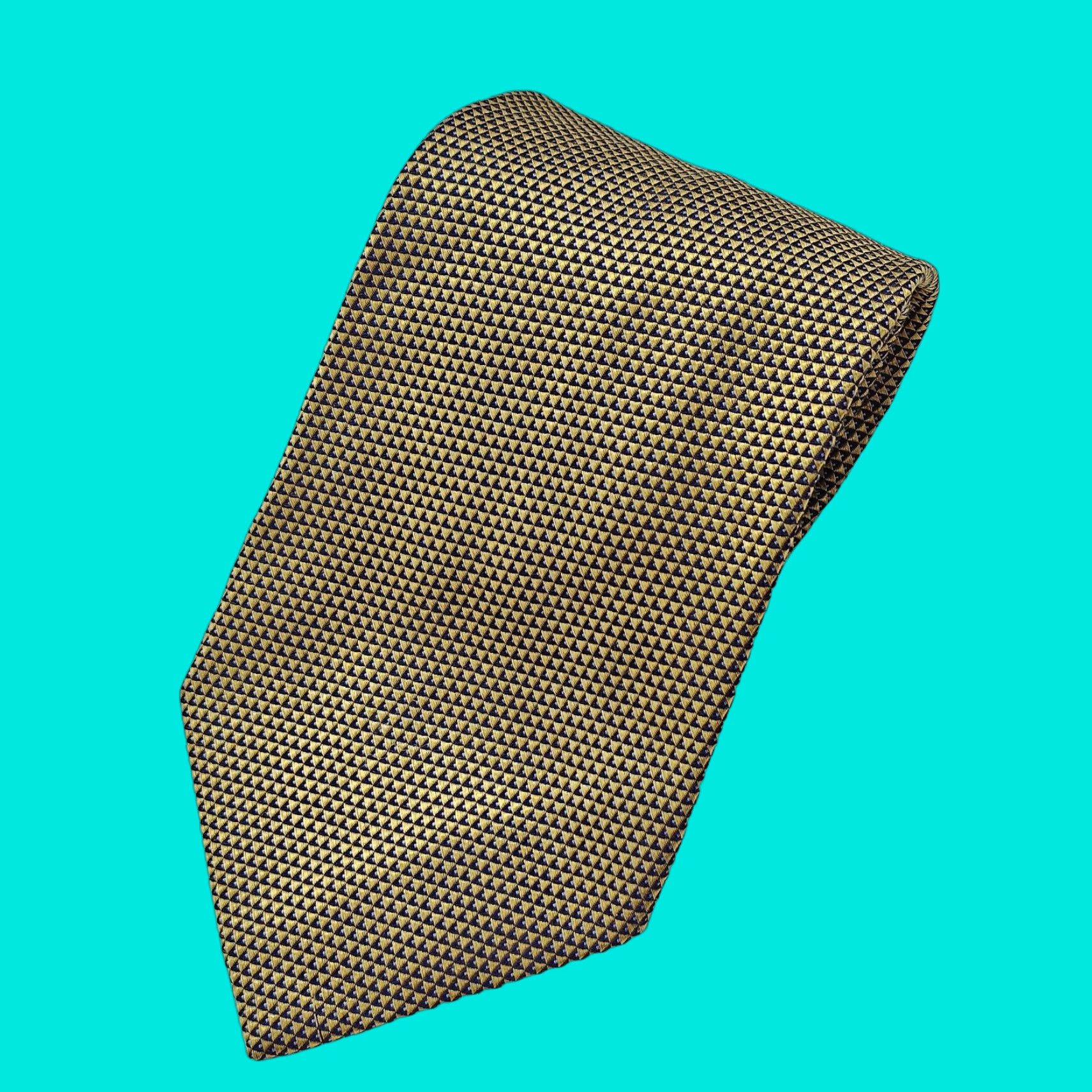 Cremieux Daniel Cremieux Silk Dress Tie Woven 58.75" X 4" Gold Geometric France 100% Silk Mens Tie Size ONE SIZE - 1 Thumbnail