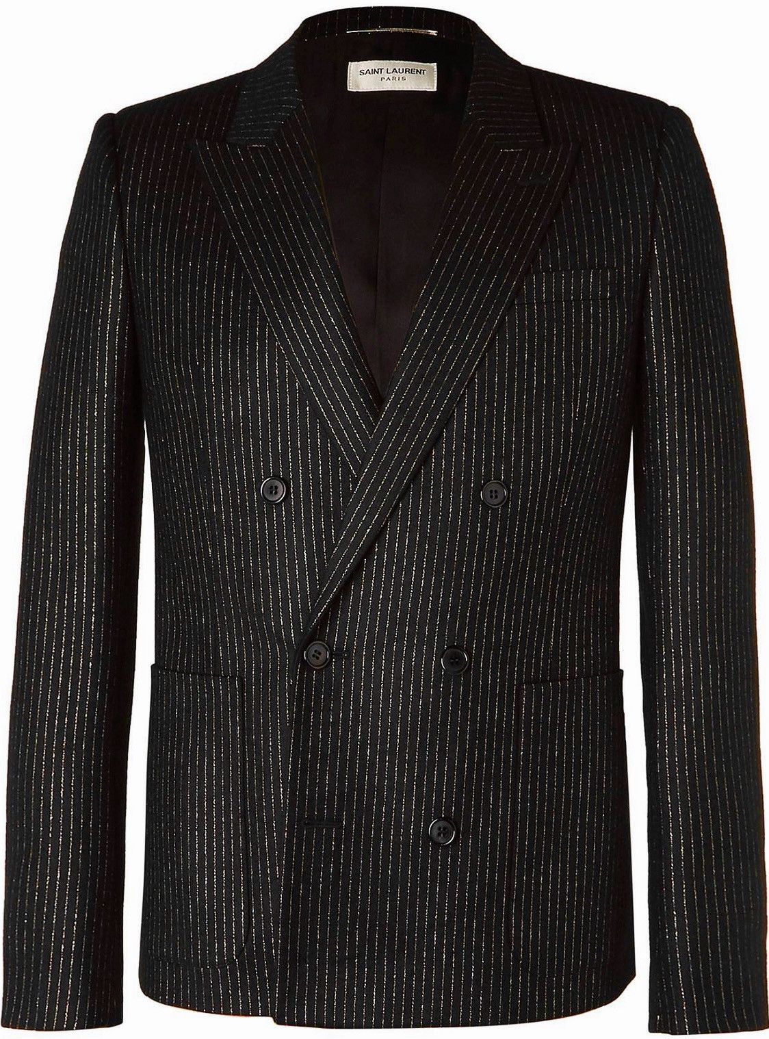 Saint Laurent Paris SAINT LAURENT Double-Breasted Black Pinstripe Blazer Size 50 Size 50R - 4 Thumbnail