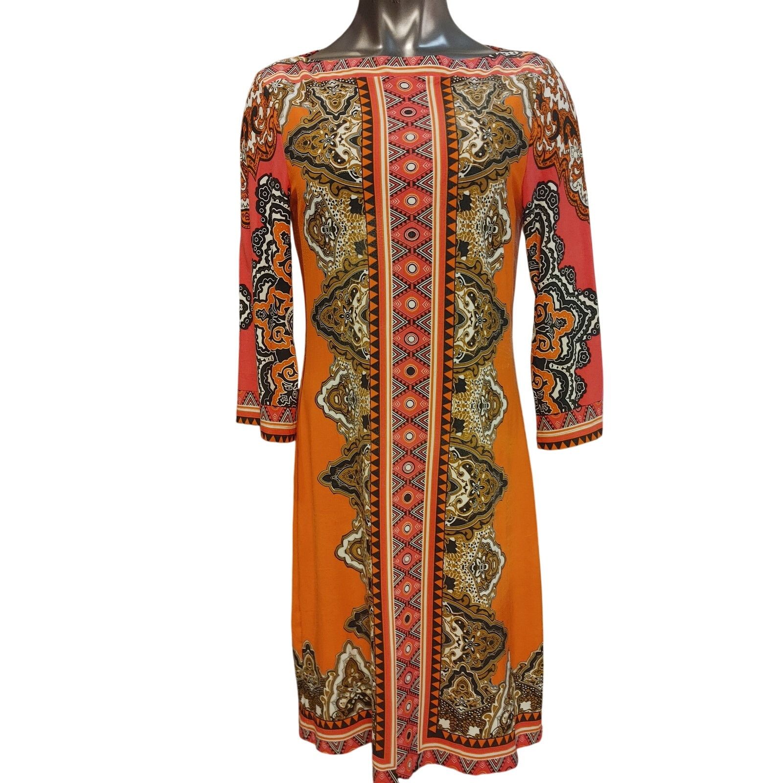 Other Beige by Eci Womens 8 Orange/Red Boho Long Sleeve Midi Dress Size M / US 6-8 / IT 42-44 - 1 Thumbnail
