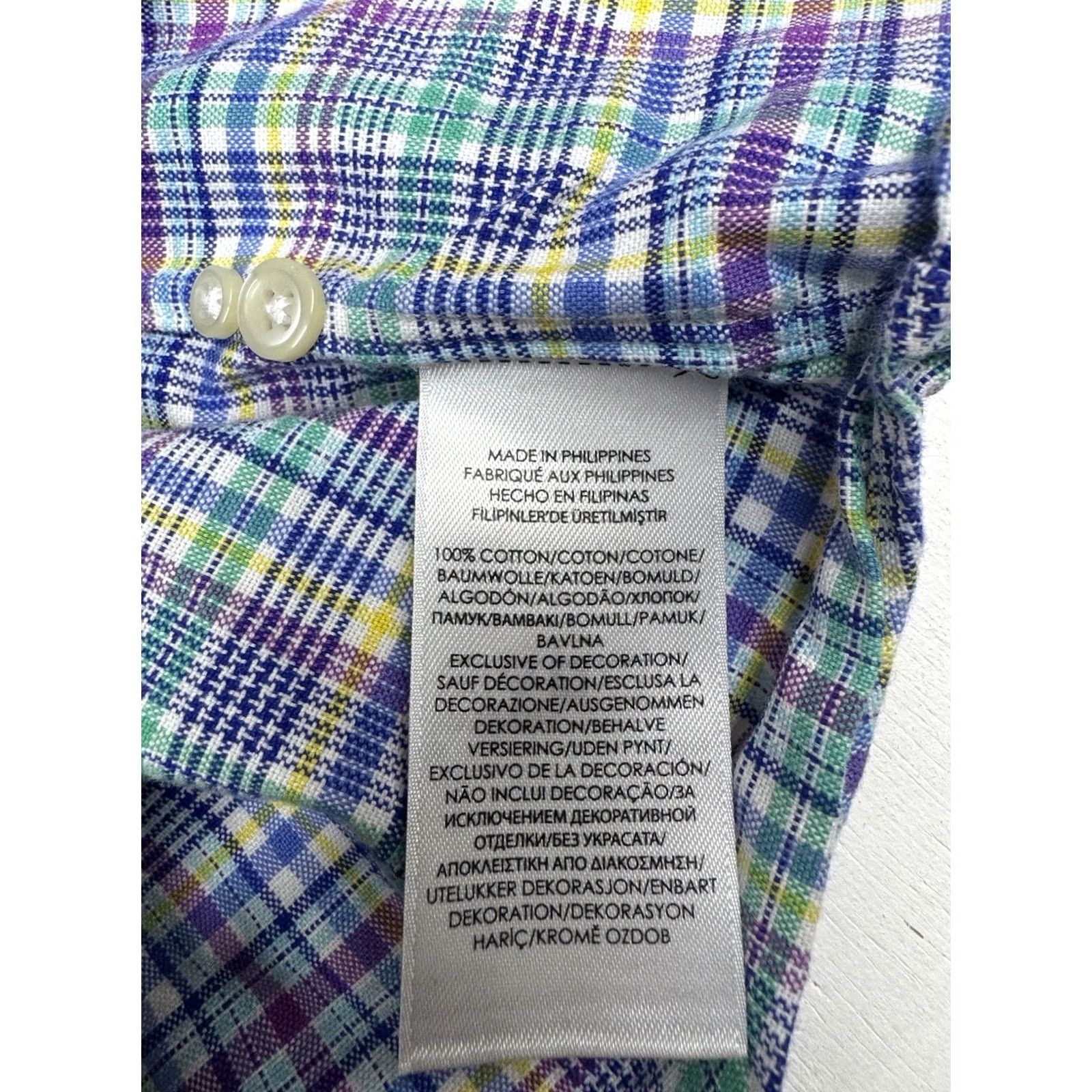 Ralph Lauren Ralph Lauren Mens Large Fit Button-Down Shirt Plaid Blue Multicolor Short Sleeve Casual Business Travel Preppy Size US L / EU 52-54 / 3 - 7 Thumbnail