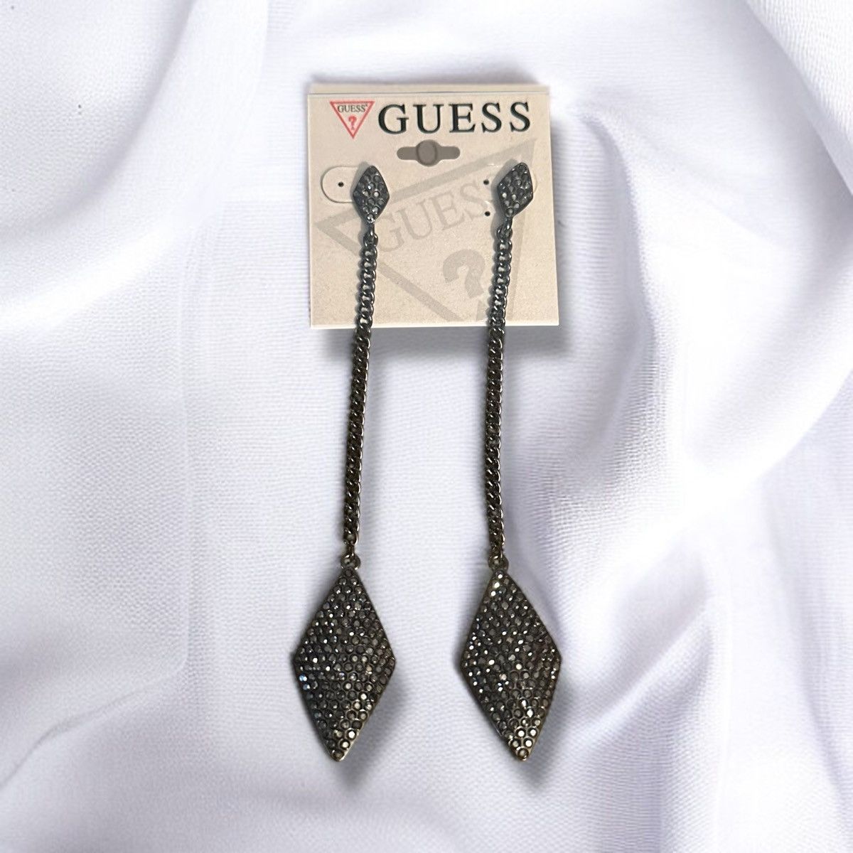 Guess Guess dark silver rhinestone long chain dangle earrings Size ONE SIZE - 1 Thumbnail