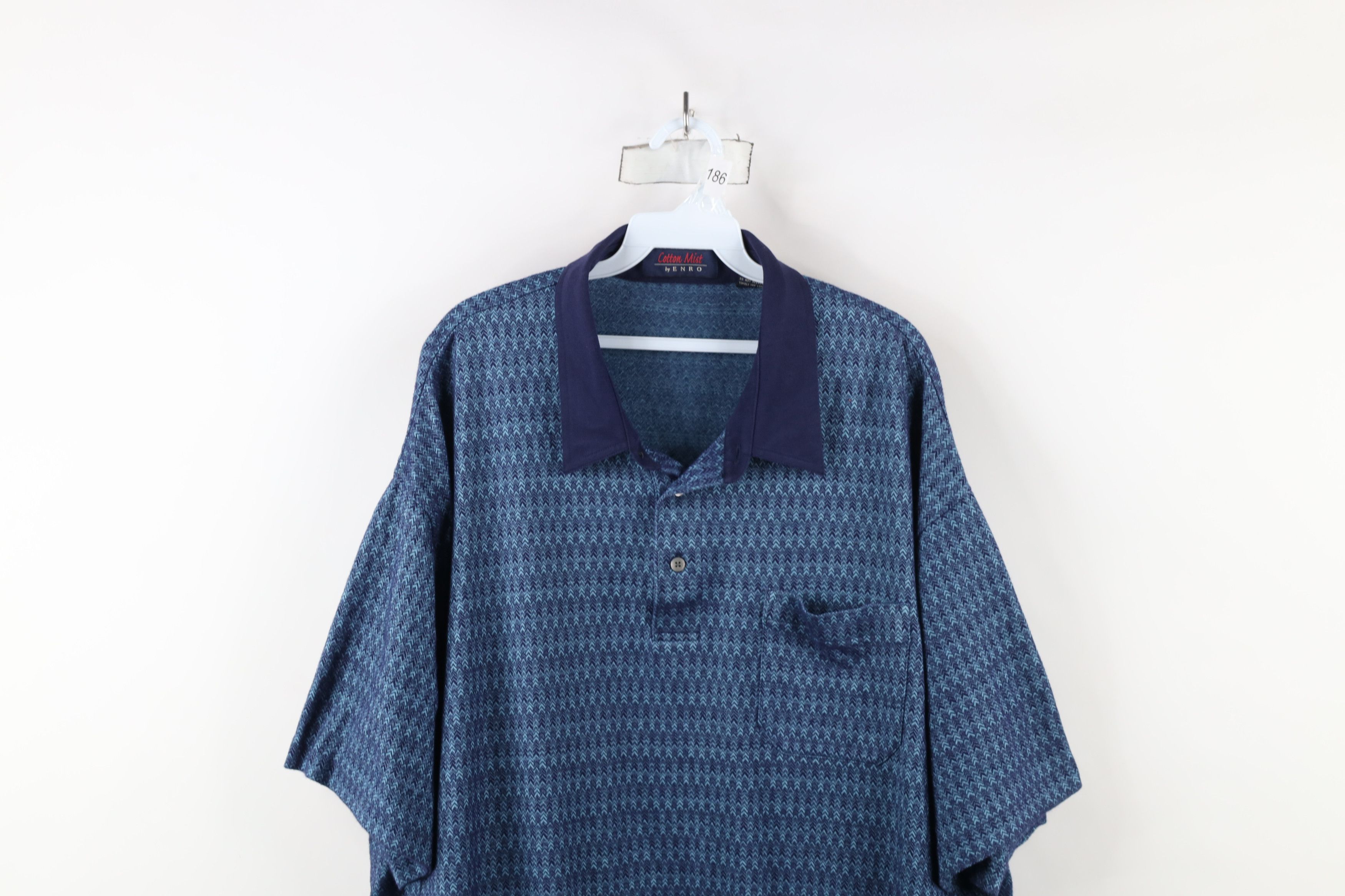 Vintage Vintage 90s Streetwear Geometric Pullover Polo Shirt Blue Size US XXL / EU 58 / 5 - 2 Thumbnail