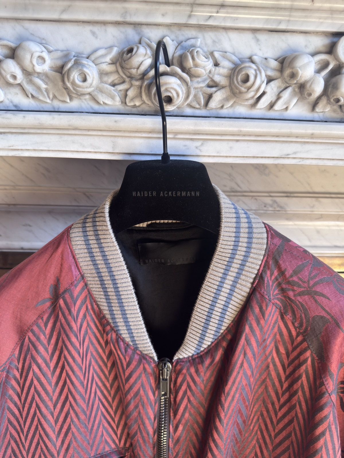Haider Ackermann SS15 Iconic Bomber in Chevron & Floral Silk Jacquard Size US XXL / EU 58 / 5 - 4 Thumbnail