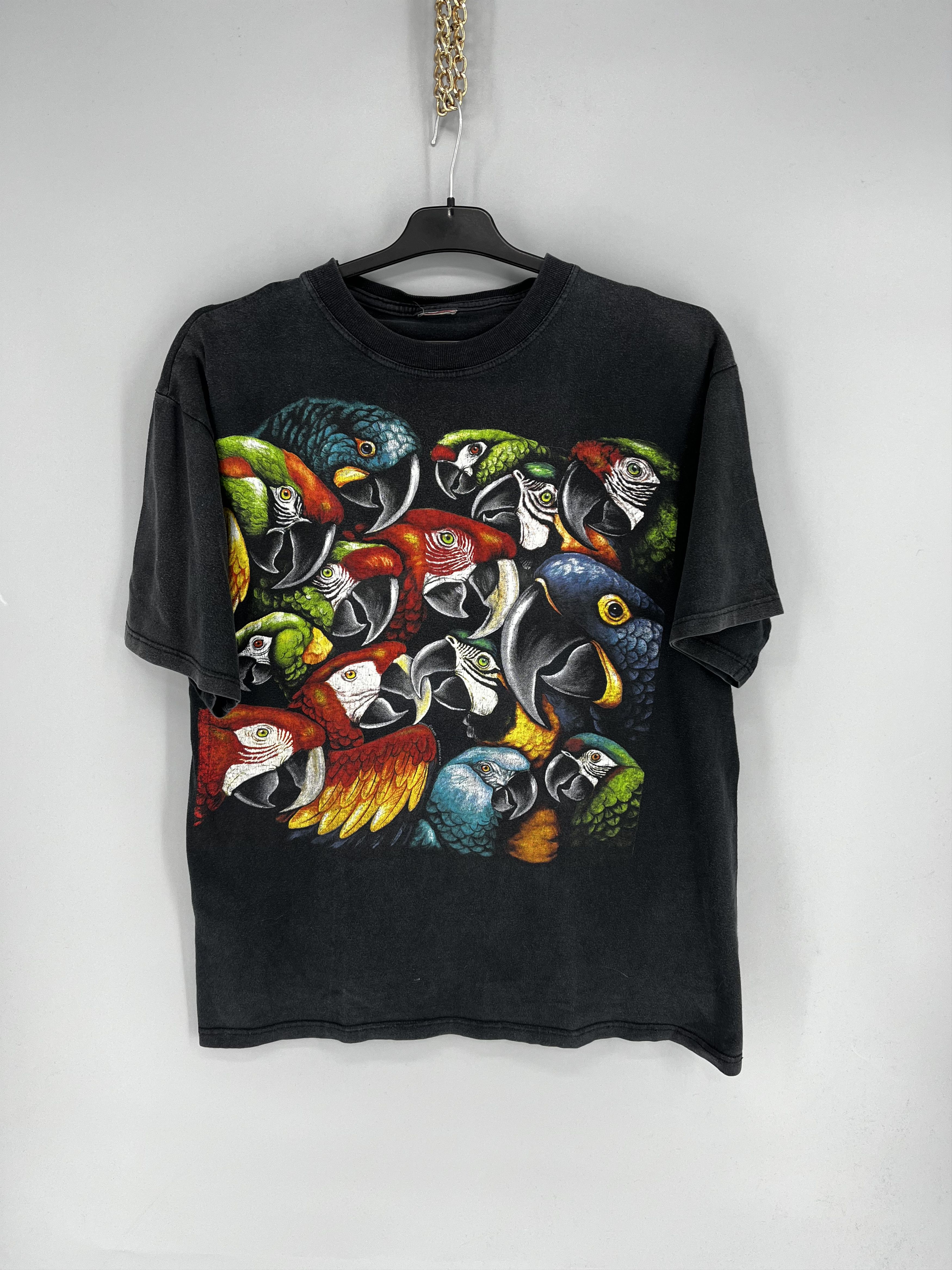Vintage Harlequin Parrots Bird 1994 Black All-Over vintage Rare Size US M / EU 48-50 / 2 - 1 Thumbnail