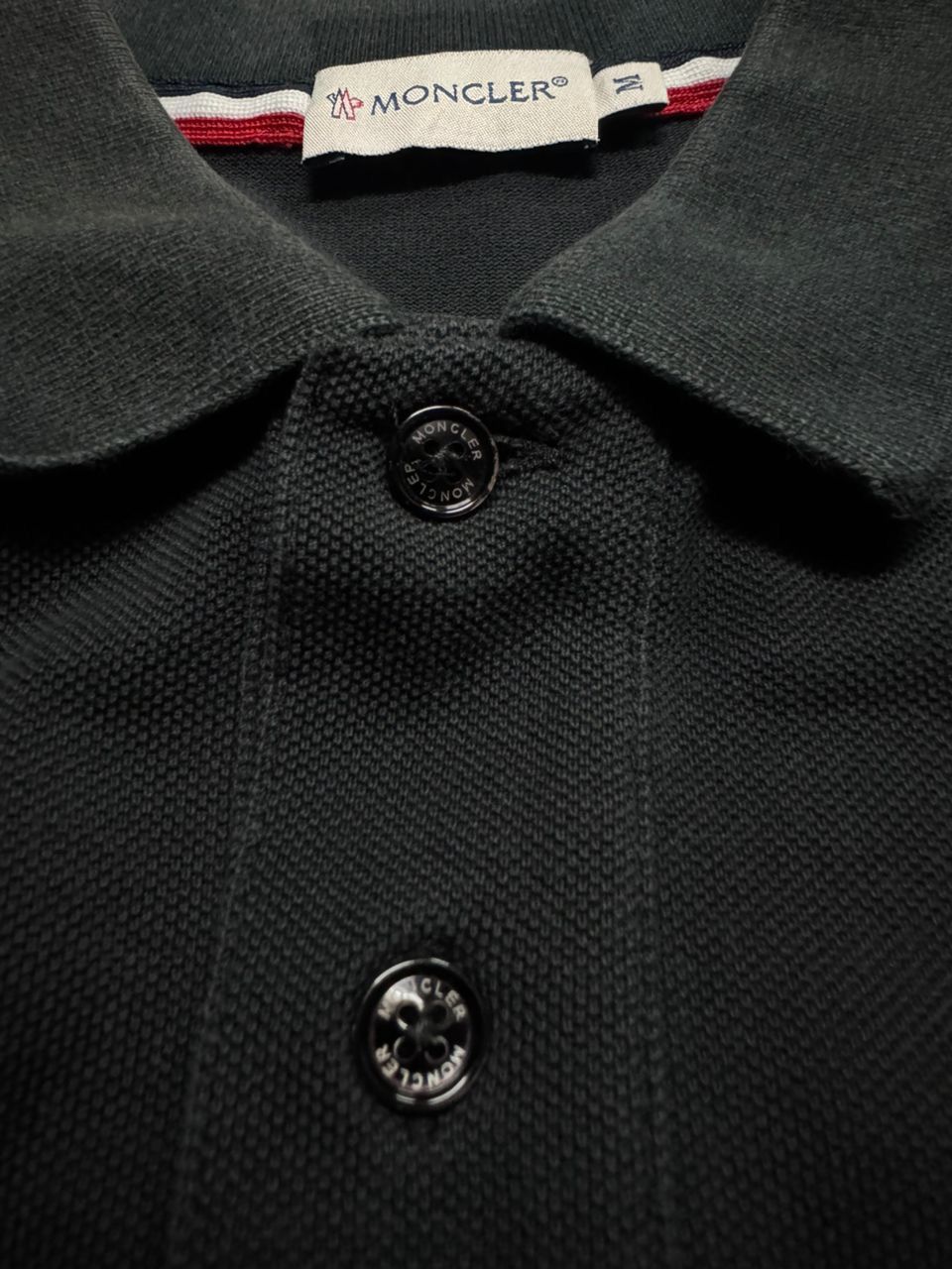 Moncler MONCLER NICE SUNFADED BLACK LOGO STRIPE POLO TEE Size US M / EU 48-50 / 2 - 6 Thumbnail