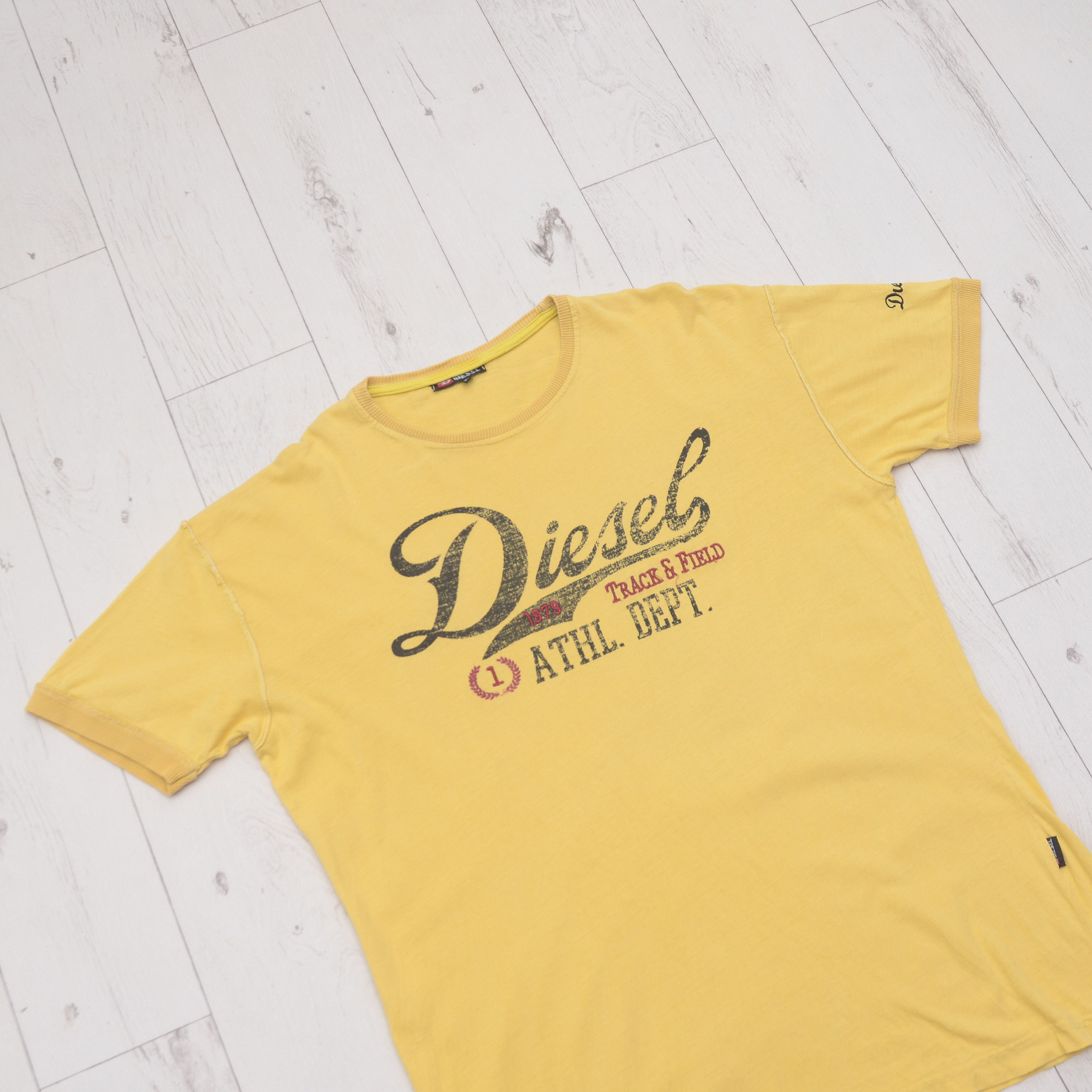 Diesel × Vintage Vintage Diesel Big Logo T-shirt Y2K Faded Tee Yellow Rare Size US XXL / EU 58 / 5 - 2 Thumbnail