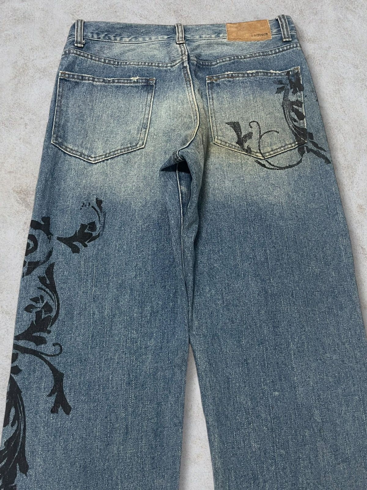 Japanese Brand Vintage Japanese Traditional Tattoo Art BlueWash Loose Jeans Size US 30 / EU 46 - 6 Thumbnail