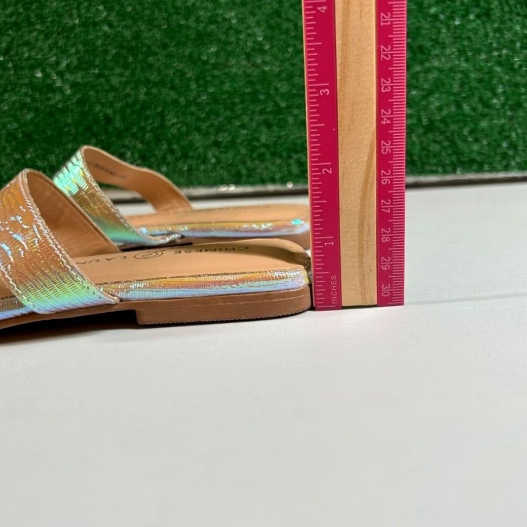 Chinese Laundry Chinese Laundry Slide Sandals Womens 6.5 Pink Iridescent Square Toe Flat Size US 7 / IT 37 - 3 Thumbnail
