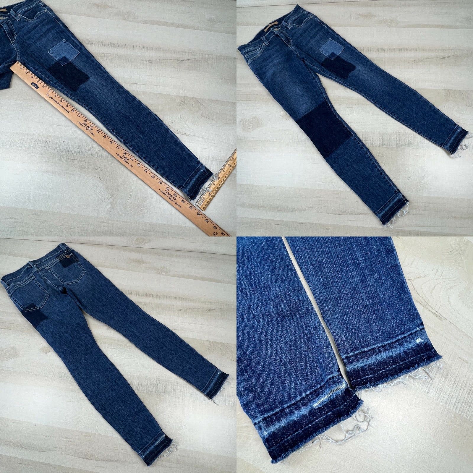 Vintage Joes Womens 24 Skinny Jeans Medium Wash Denim Ankle Patches Raw Edges Size 42" / US 20 - 8 Thumbnail