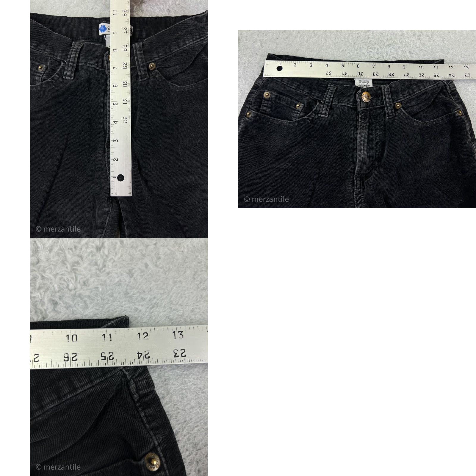 Vintage Sapphire Jeans Pants Womens 5 Black Corduroy Cotton Blend Stretch Bootcut Size 27" / US 4 / IT 40 - 9 Thumbnail