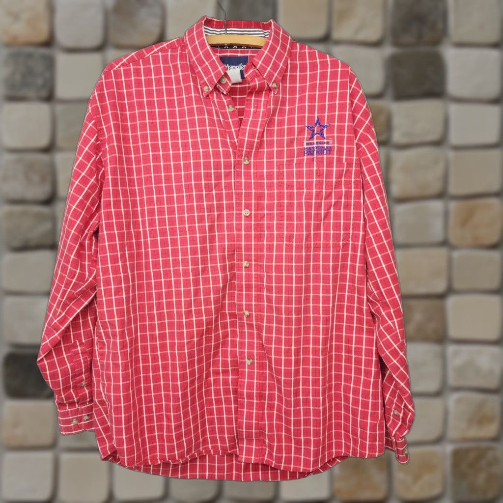 Chemise Wrangler vintage pour homme LG rouge perle pression