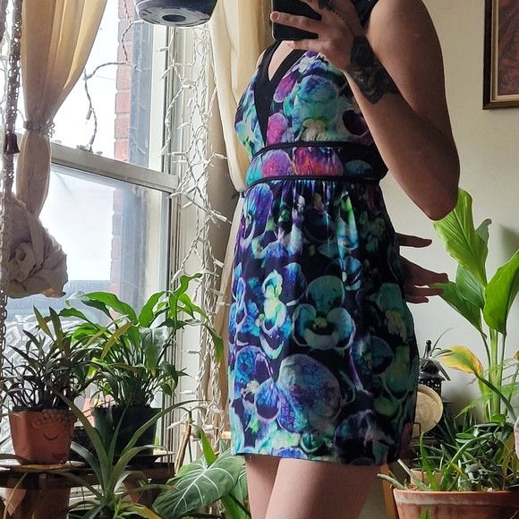 Sandro Sandro 100% silk abstract blue & purple flower dress Size XS / US 0-2 / IT 36-38 - 3 Thumbnail