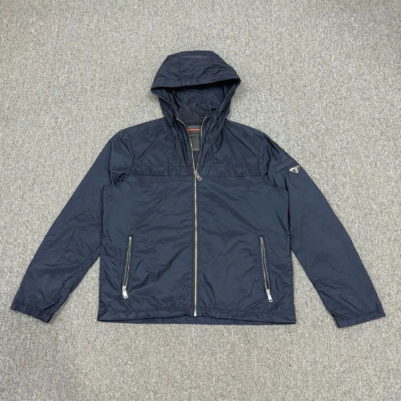 Prada Prada Men's Blue Polyester Hooded Jacket Size US L / EU 52-54 / 3 - 1 Thumbnail