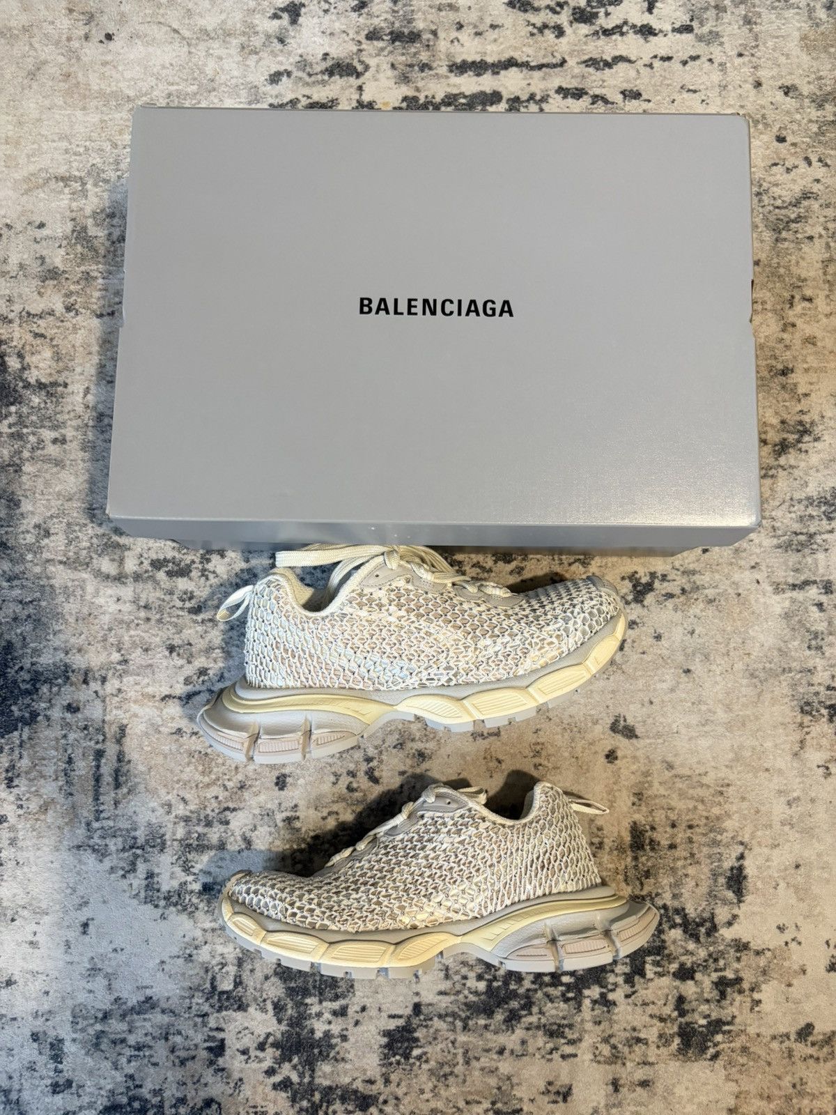 Balenciaga 3xl Rhinestone Crystal Fishnet Sneakers in Gray, Men's (Size 10)