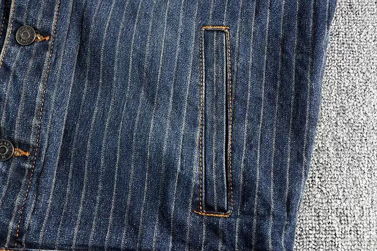 Japanese Brand Retro Striped Old Vintage Washed Denim Jacket Size US L / EU 52-54 / 3 - 5 Thumbnail