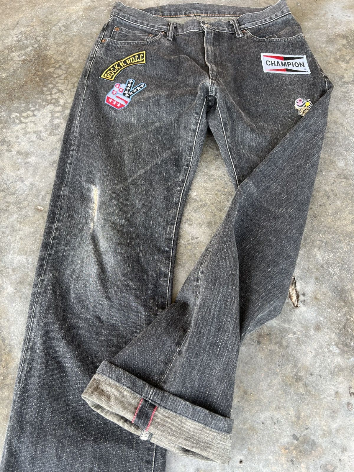 HRMTG × Japanese Brand × Jean HRM DISTRESS PATCHES SELVEDGE JEANS Size US 30 / EU 46 - 19 Thumbnail