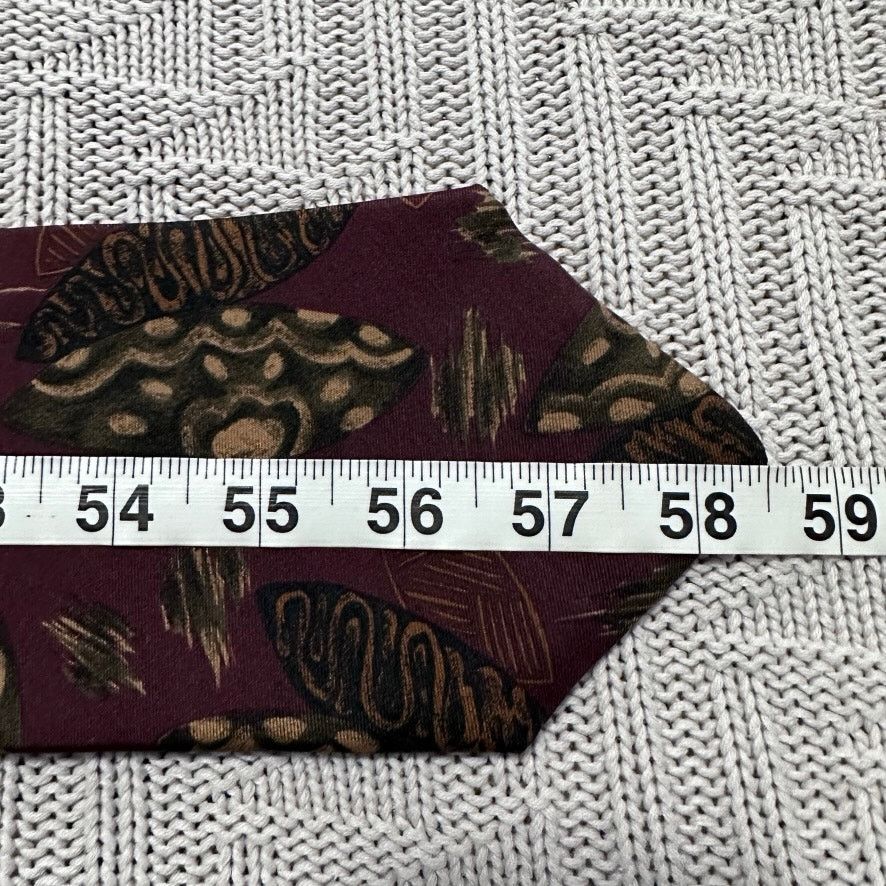 Vintage Vintage 80s maroon abstract Italian silk tie Size ONE SIZE - 4 Thumbnail
