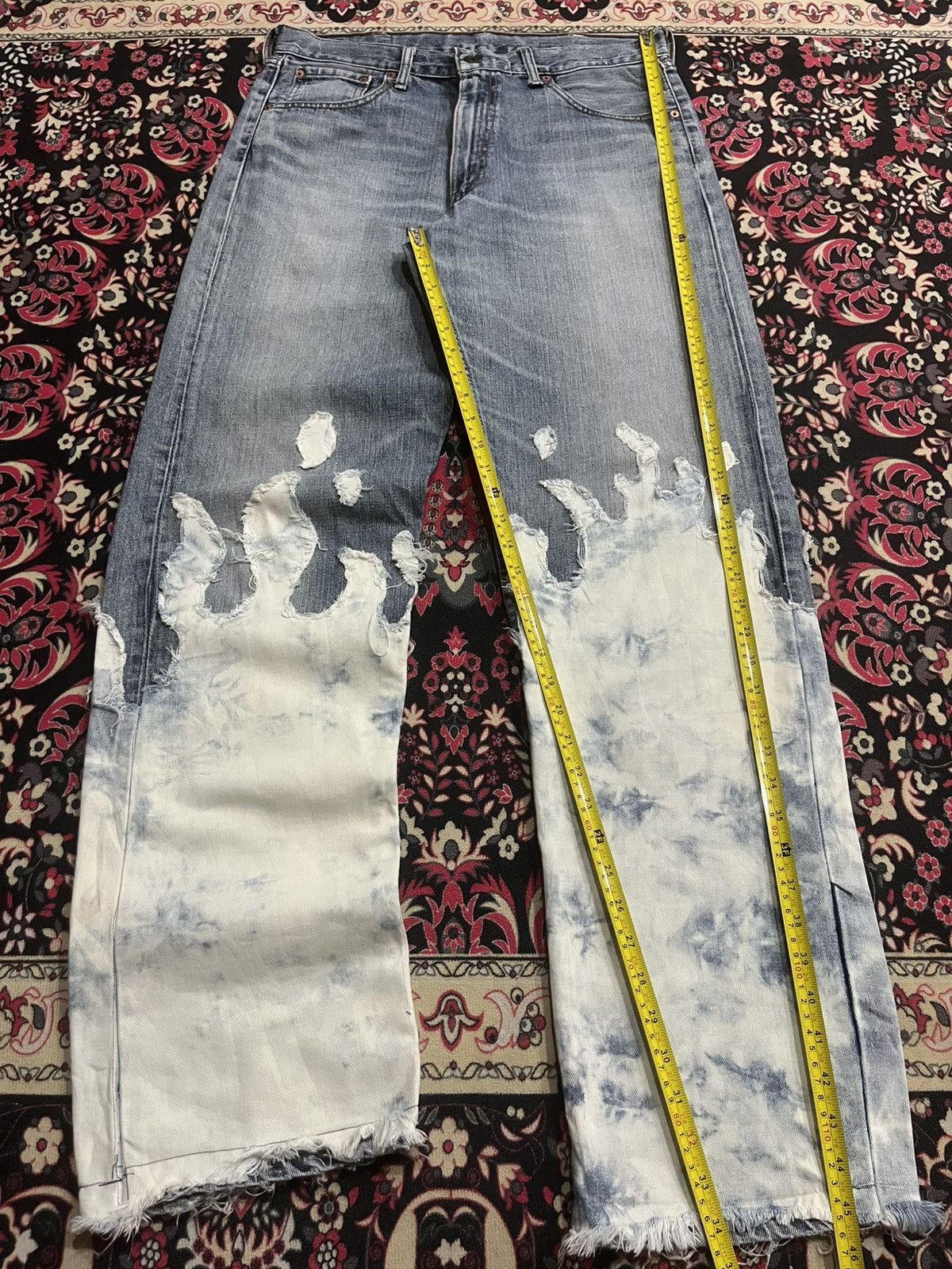 Levi's Vintage Levi’s 503 Reworked White Bleached Flames Jeans Size US 34 / EU 50 - 11 Thumbnail