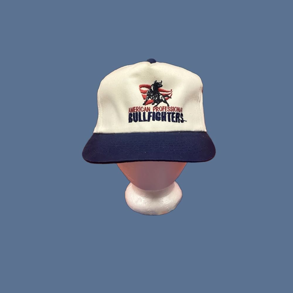 Vintage VINTAGE American Professional Bullfighters Hat Cap Snap Back Embroidered OSFM White, Adjustable, Lightweight, Breathable, Cotton, Western Cowboy Men Size ONE SIZE - 1 Thumbnail