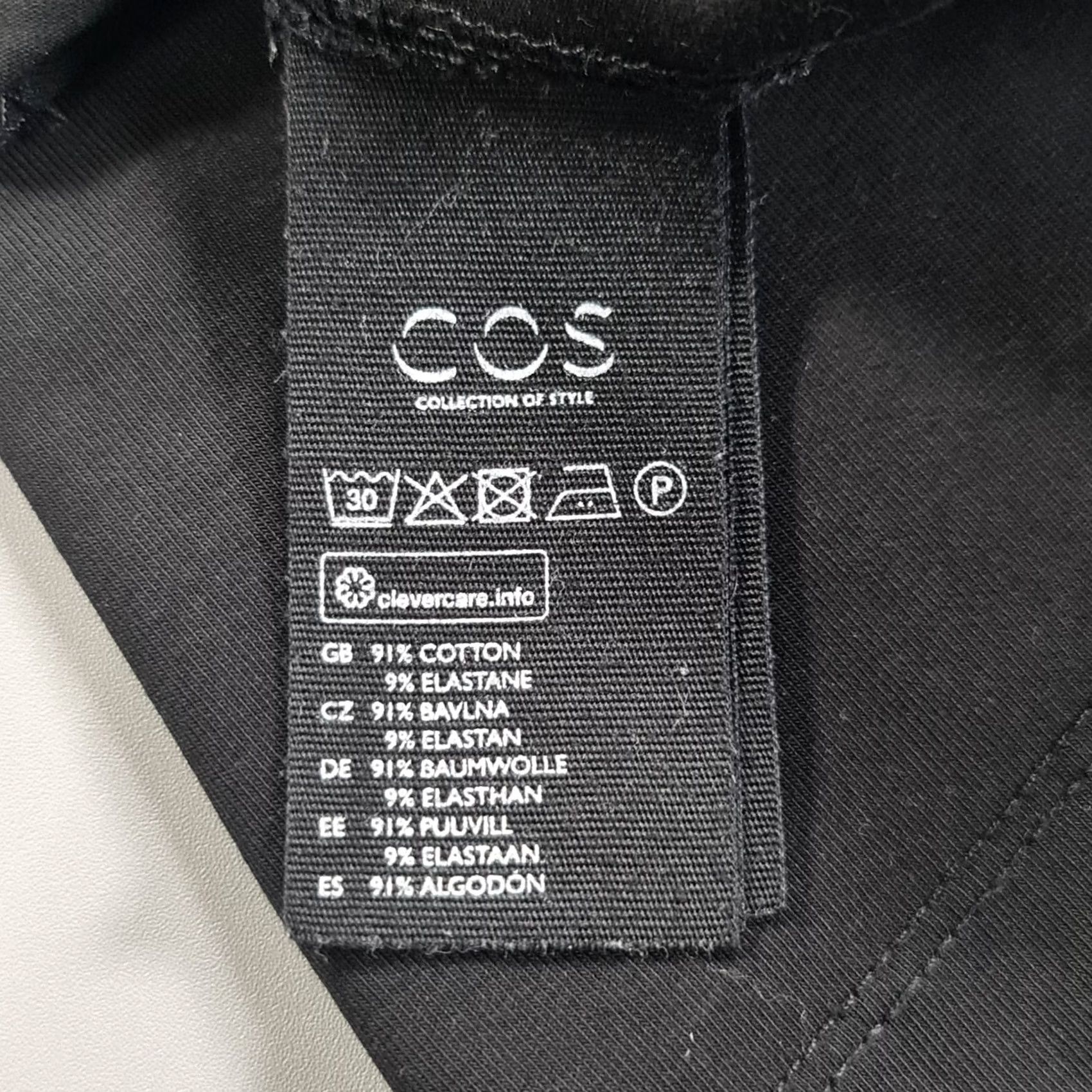 Cos COS Dress Womens M Black Cotton Stretch Knee Length Short Sleeves Size 32" / US 10 / IT 46 - 6 Thumbnail