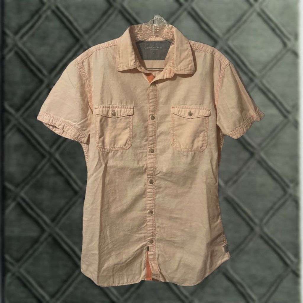 Calvin Klein Calvin Klein Jeans Shirt Button-Up S Cotton Short Sleeve Pockets Orange 1999 Men Casual Travel Vintage No Size US S / EU 44-46 / 1 - 1 Thumbnail