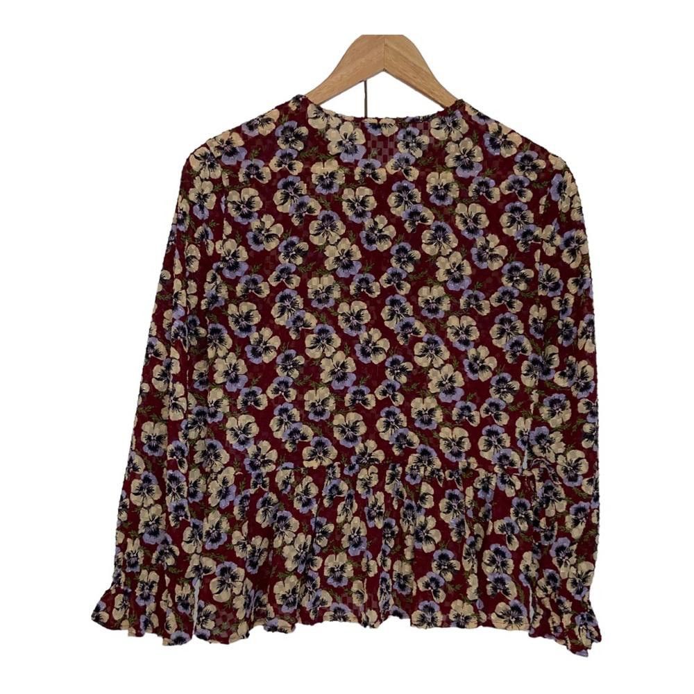 Madewell Madewell l Drawstring Ruffle-Hem Top in Viola Floral Size XS Size XS / US 0-2 / IT 36-38 - 4 Thumbnail