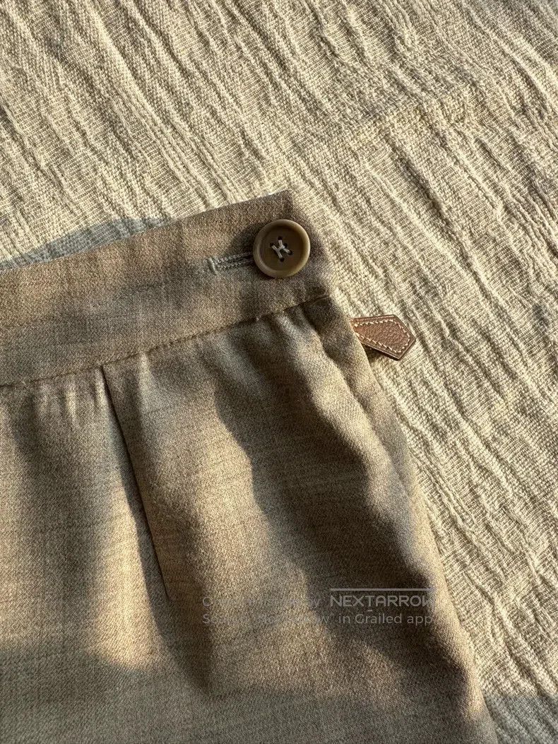 Hermes Hermes Wool Casual Notched Cuff Trousers, Women's, Beige G Size 24" / US 00 / IT 34 - 5 Thumbnail