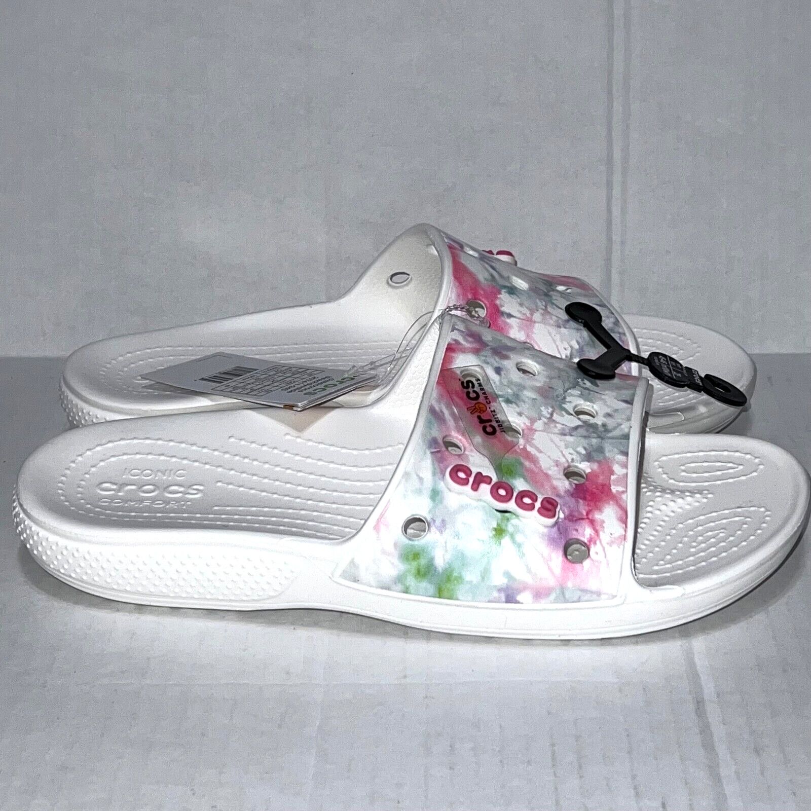 Crocs Crocs Classic Bleach Dye Slide Sandals White Size M11 Size US 11 / EU 44 - 1 Thumbnail