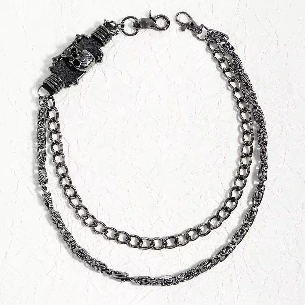 Jewelry Dark Skull Double Layers Pants Skeleton Chain Size ONE SIZE - 6 Thumbnail