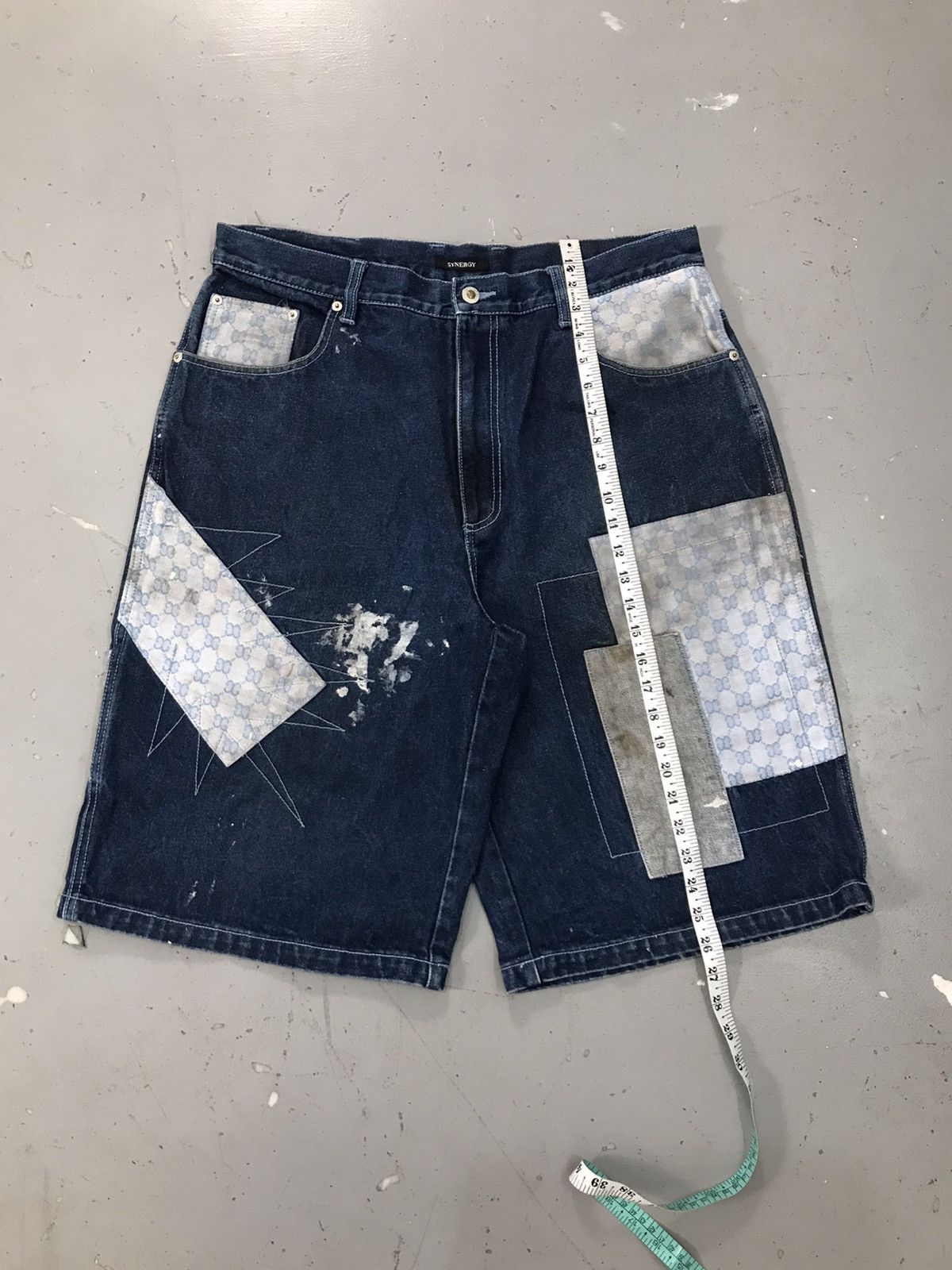 Vintage Vintage synergy patchwork dusty denim short Size US 36 / EU 52 - 3 Thumbnail