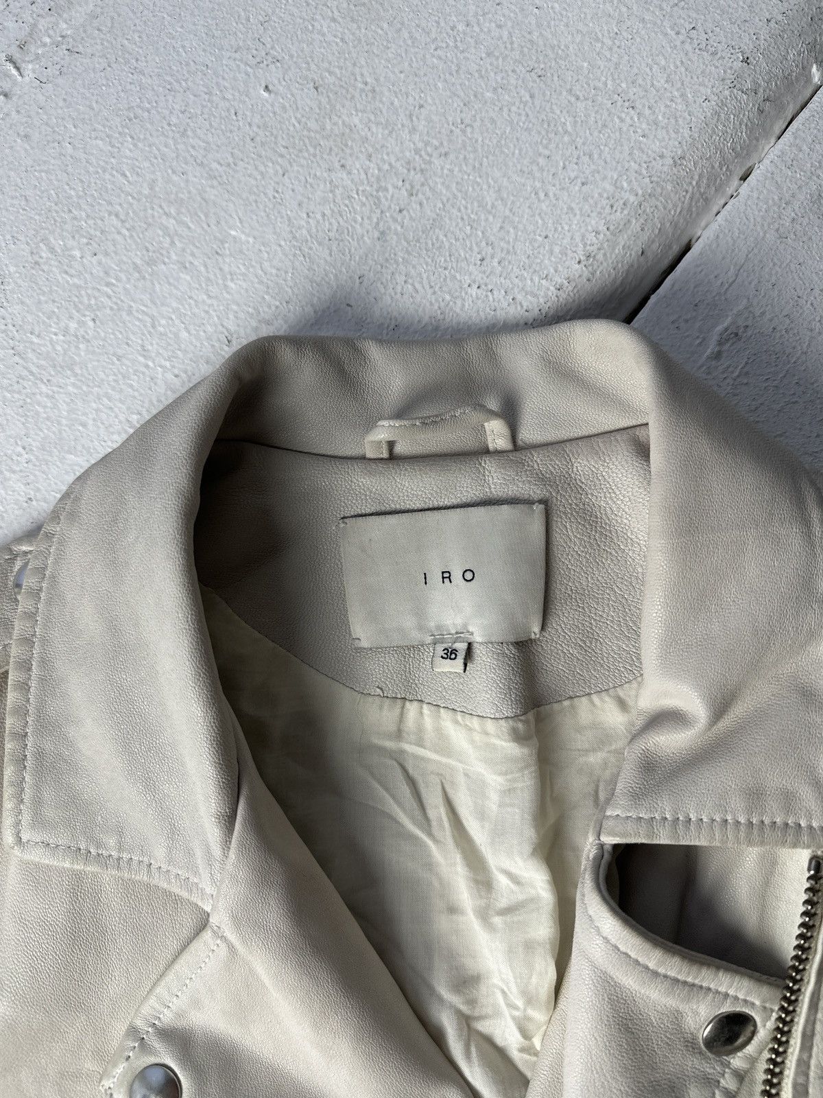 Iro 🚨Y2K RICK OWENS TYPE DIRTY SLIM FIT ZIP LEATHER JACKET Size XS / US 0-2 / IT 36-38 - 3 Thumbnail