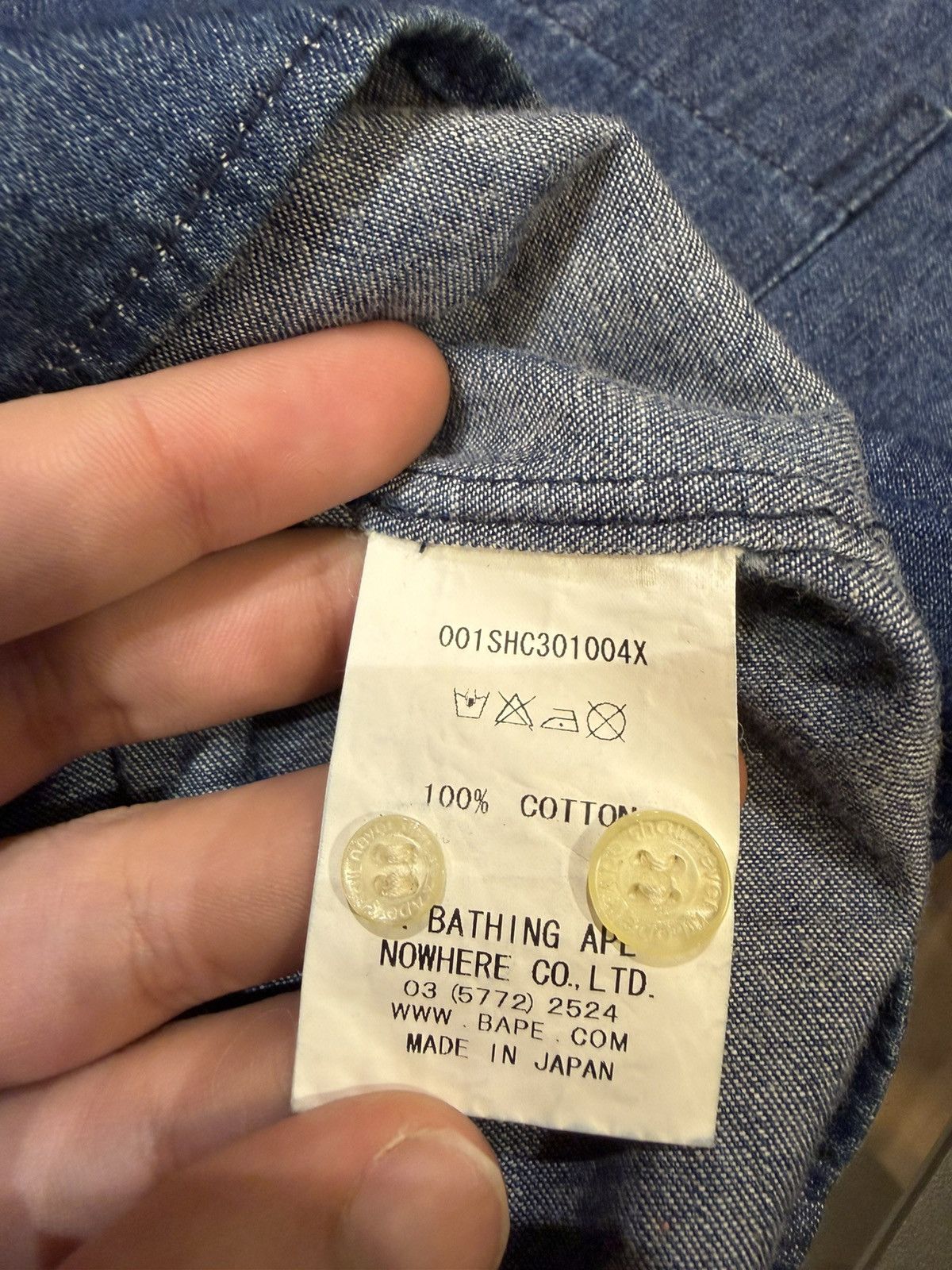 Bape Bape Denim Button Down Shirt Size US XL / EU 56 / 4 - 3 Thumbnail