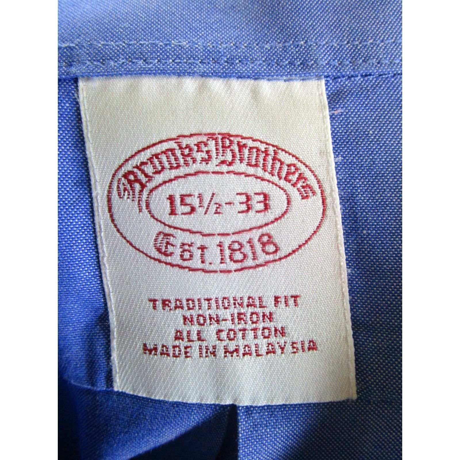 Brooks Brothers Brooks Brothers Dress Shirt 15.5 Blue Cotton Button Up Mens Size 40R - 3 Thumbnail