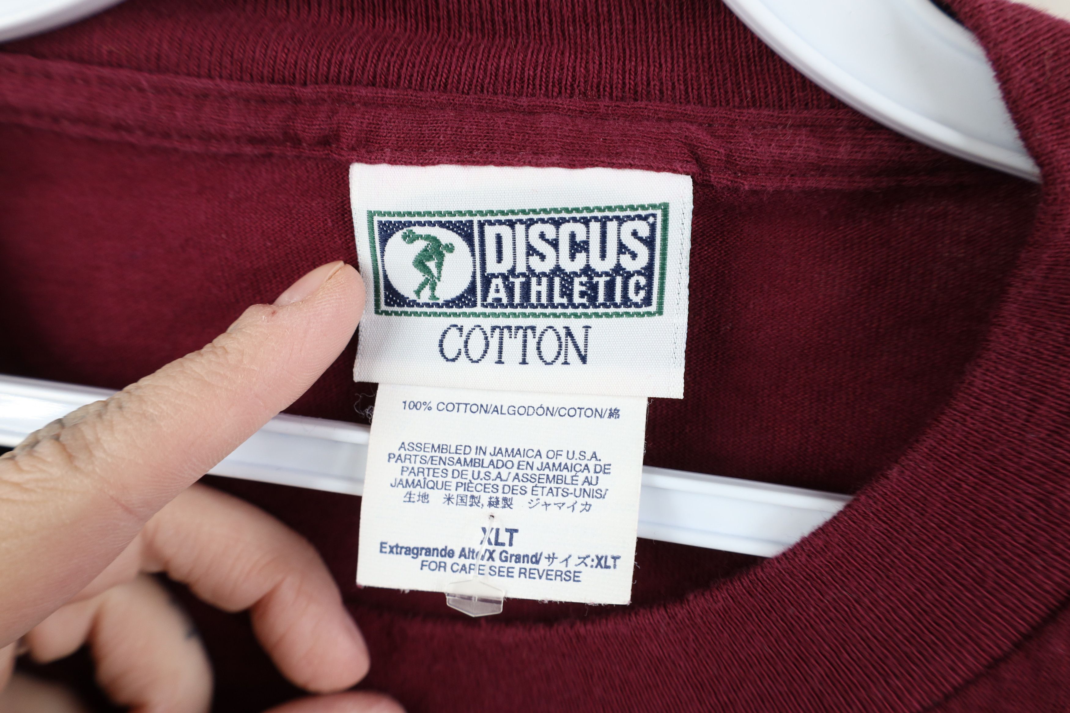 Vintage Vintage 90s Streetwear Heavyweight Cotton T-Shirt Burgundy Size US XL / EU 56 / 4 - 7 Thumbnail