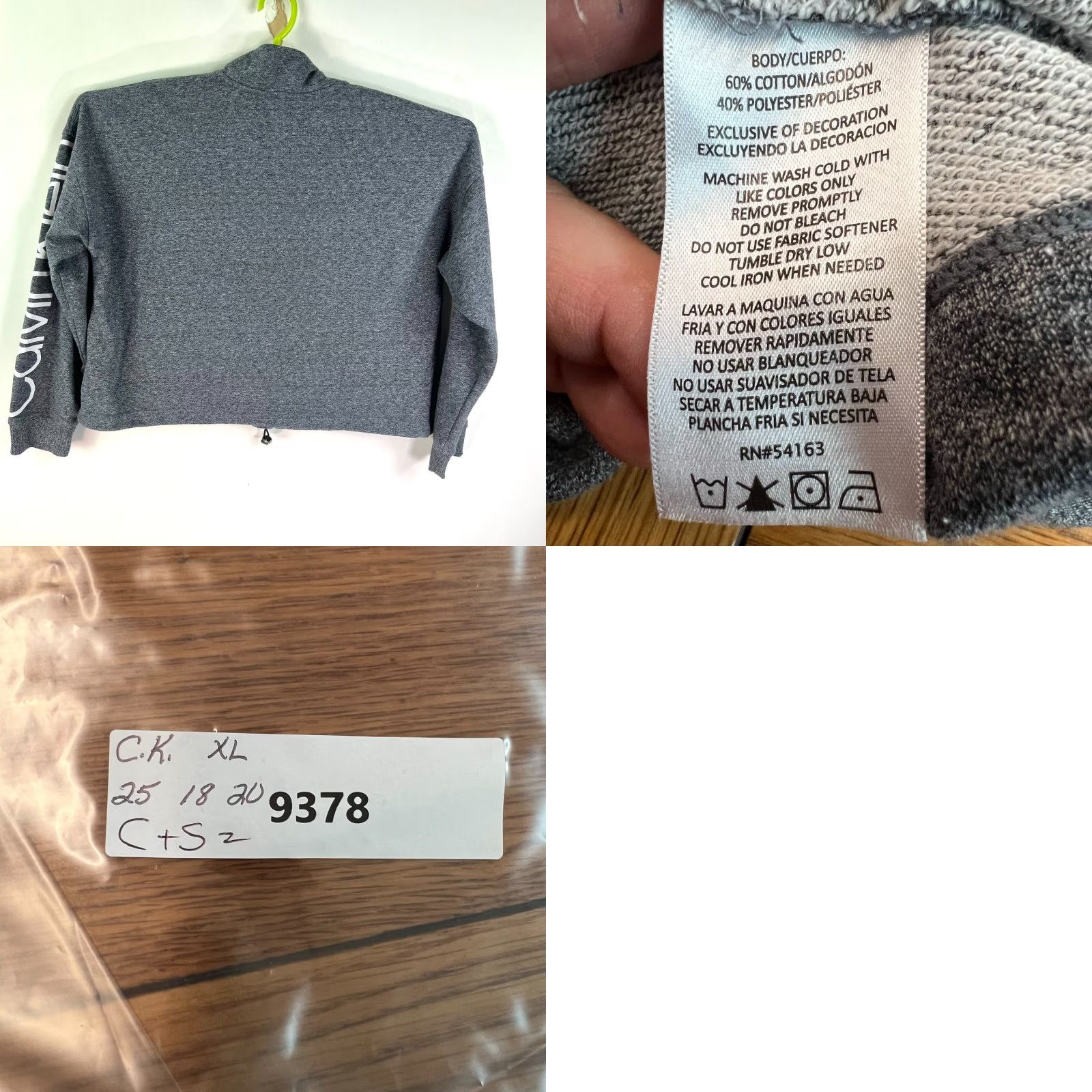 Calvin Klein Calvin Klein Performance 1/4 Zip Crop Top Women XL Athletic Heather Gray Shirt Size XL / US 12-14 / IT 48-50 - 8 Thumbnail