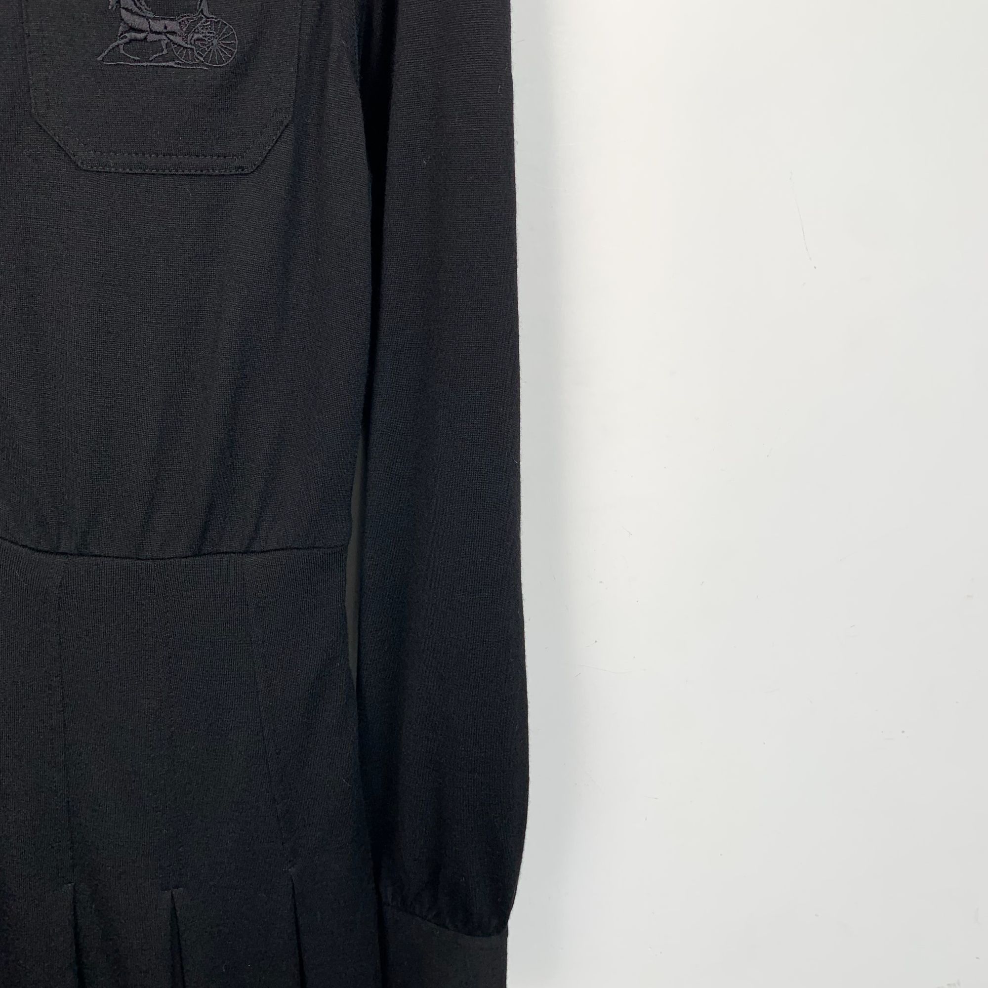 Celine Celine Black Wool Long-Sleeve Dress With Gold Buttons & Carr Size M / US 6-8 / IT 42-44 - 5 Thumbnail
