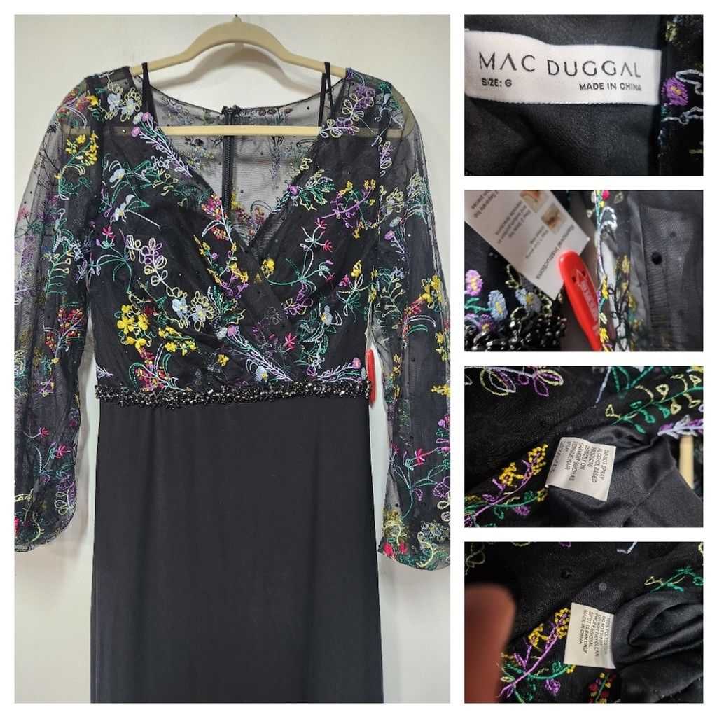 Mac Duggal Mac Duggal EMBROIDERED ILLUSION PUFF SLEEVE Size 6. H Size M / US 6-8 / IT 42-44 - 5 Thumbnail