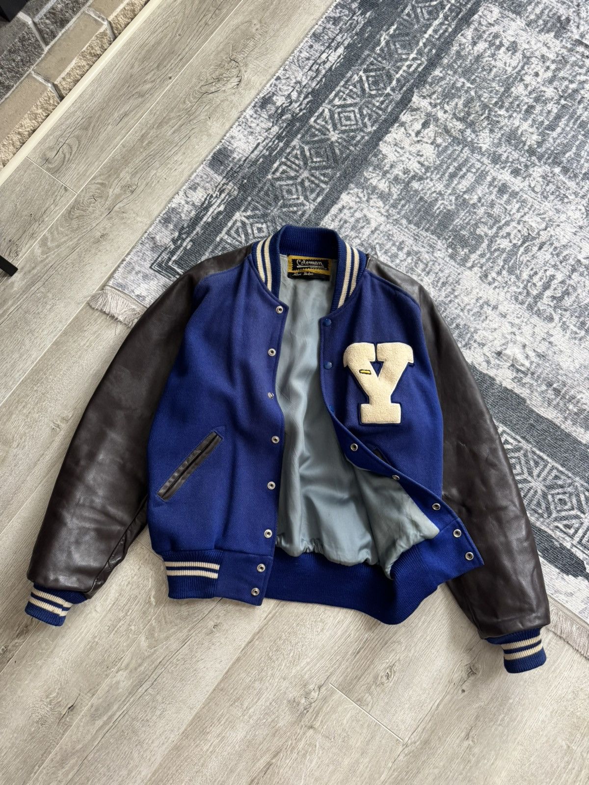 Coleman Coleman Vintage Wool Leather College Varsity Bomber Jacket Size US L / EU 52-54 / 3 - 3 Thumbnail