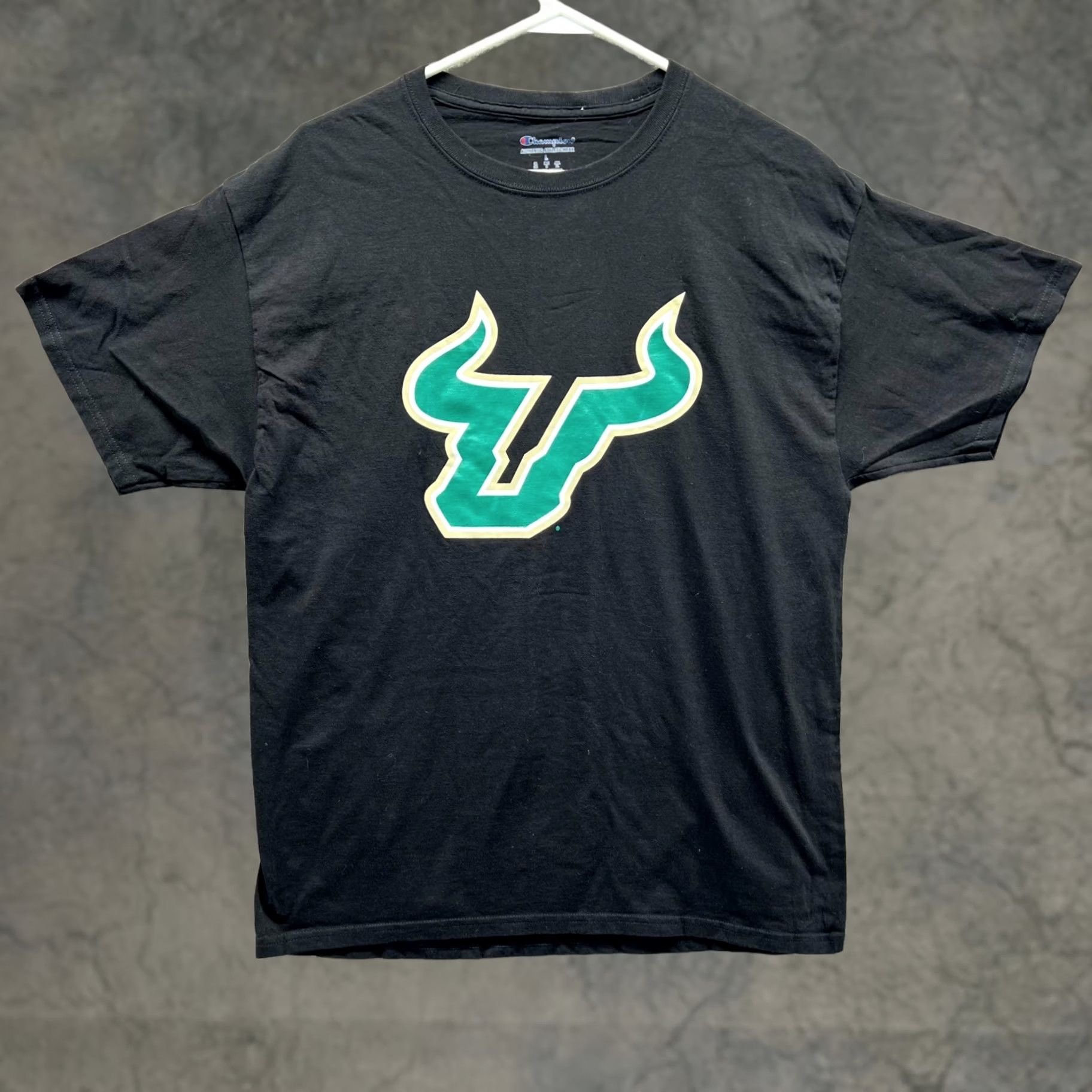 Champion VINTAGE Champion Shirt Mens Large Black/Green USF Tee Crewneck Size US L / EU 52-54 / 3 - 1 Thumbnail