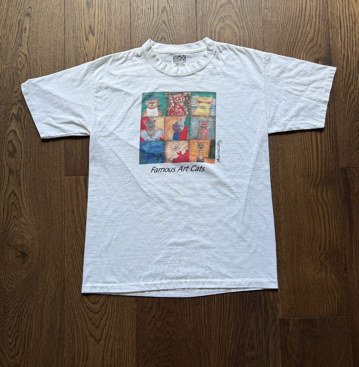 Vintage Vintage 80s Famous Art Cats Graphic Tee Size US L / EU 52-54 / 3 - 1 Thumbnail