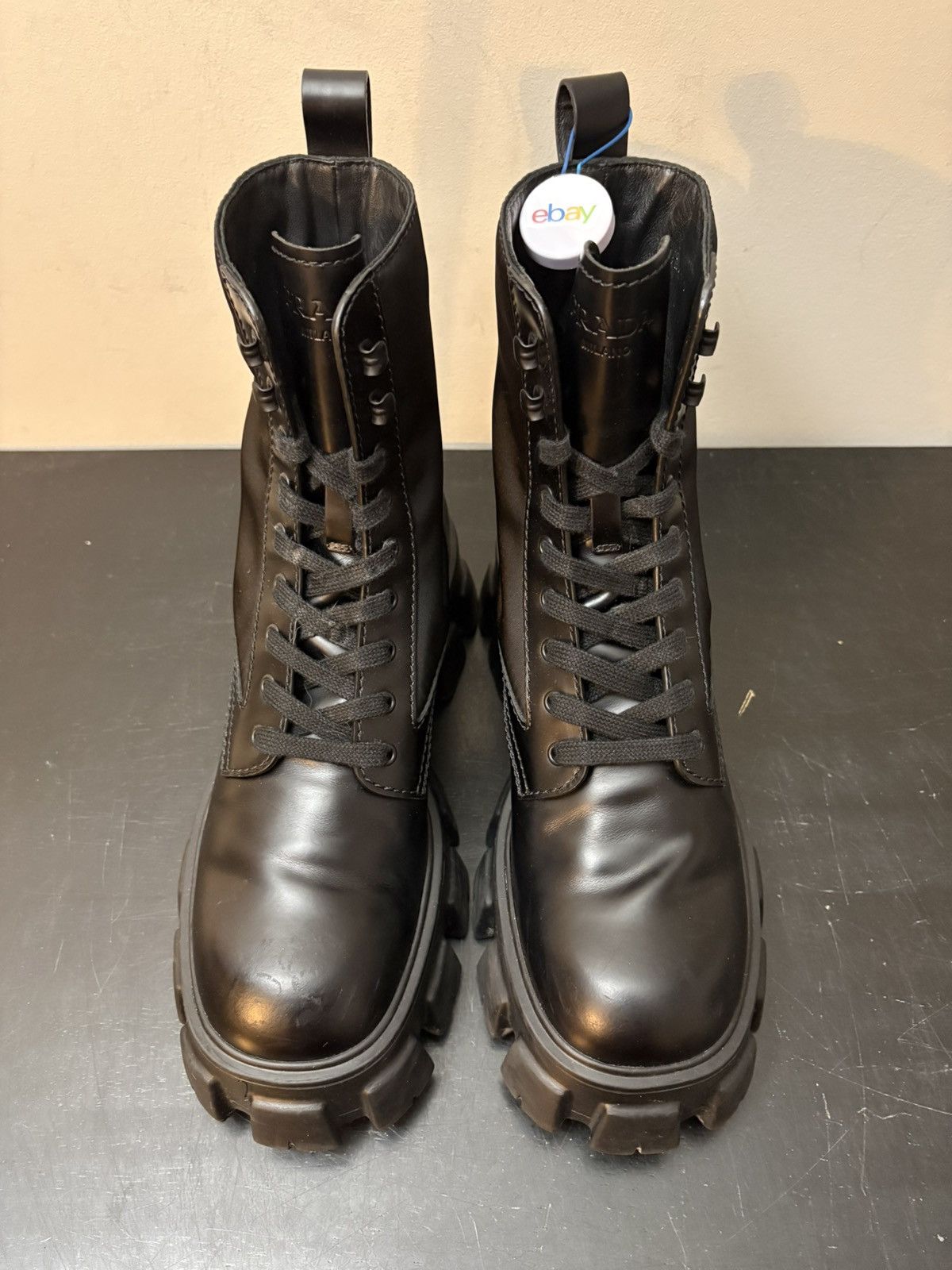Prada Prada Re Nylon Monolith Pouch Combat Boots Black Size US 9 / EU 42 - 2 Thumbnail