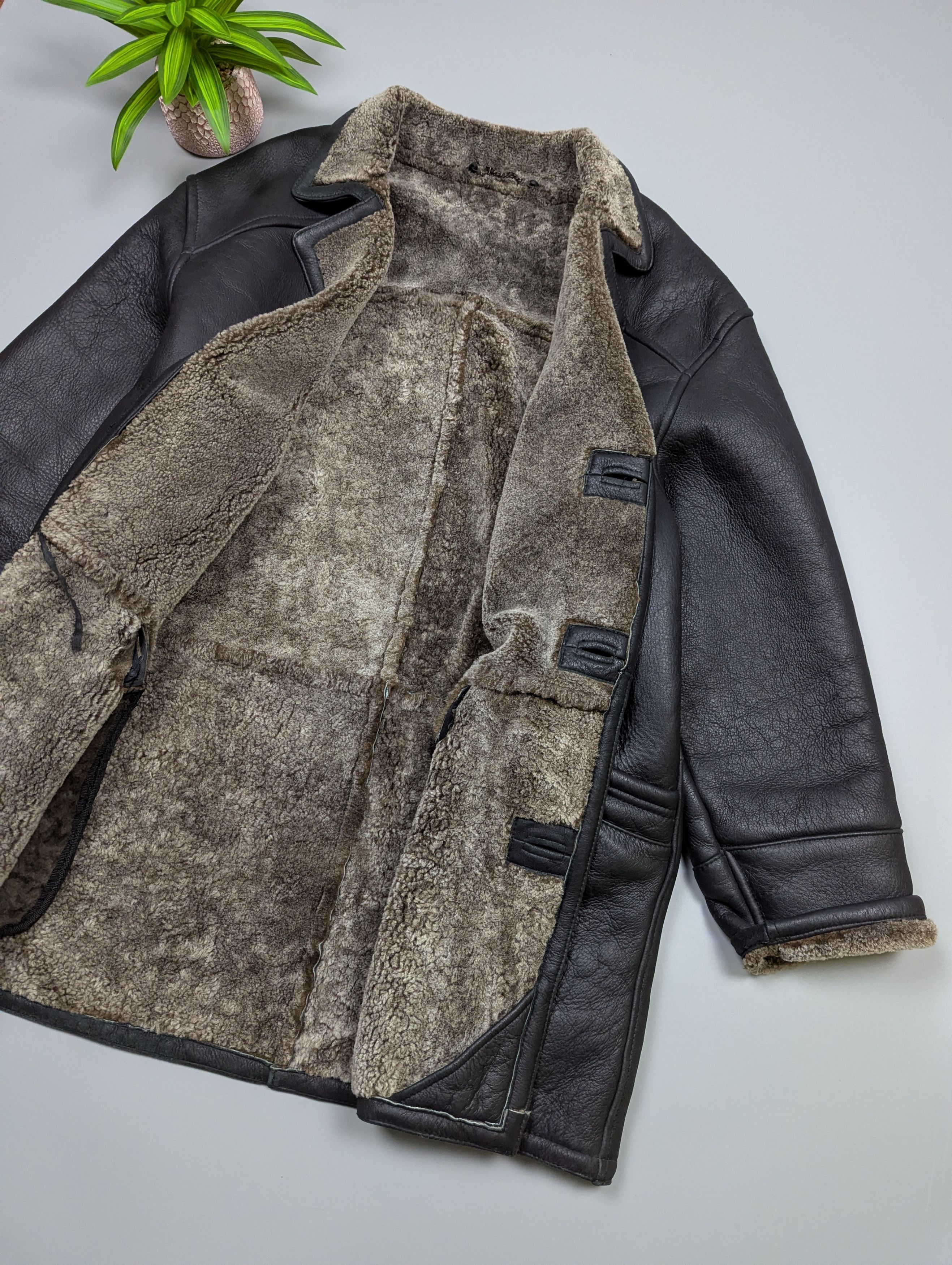 Other Men Black Sheepskin Shearling Leather Fur Coat Jacket 52 (L) Size US L / EU 52-54 / 3 - 9 Thumbnail