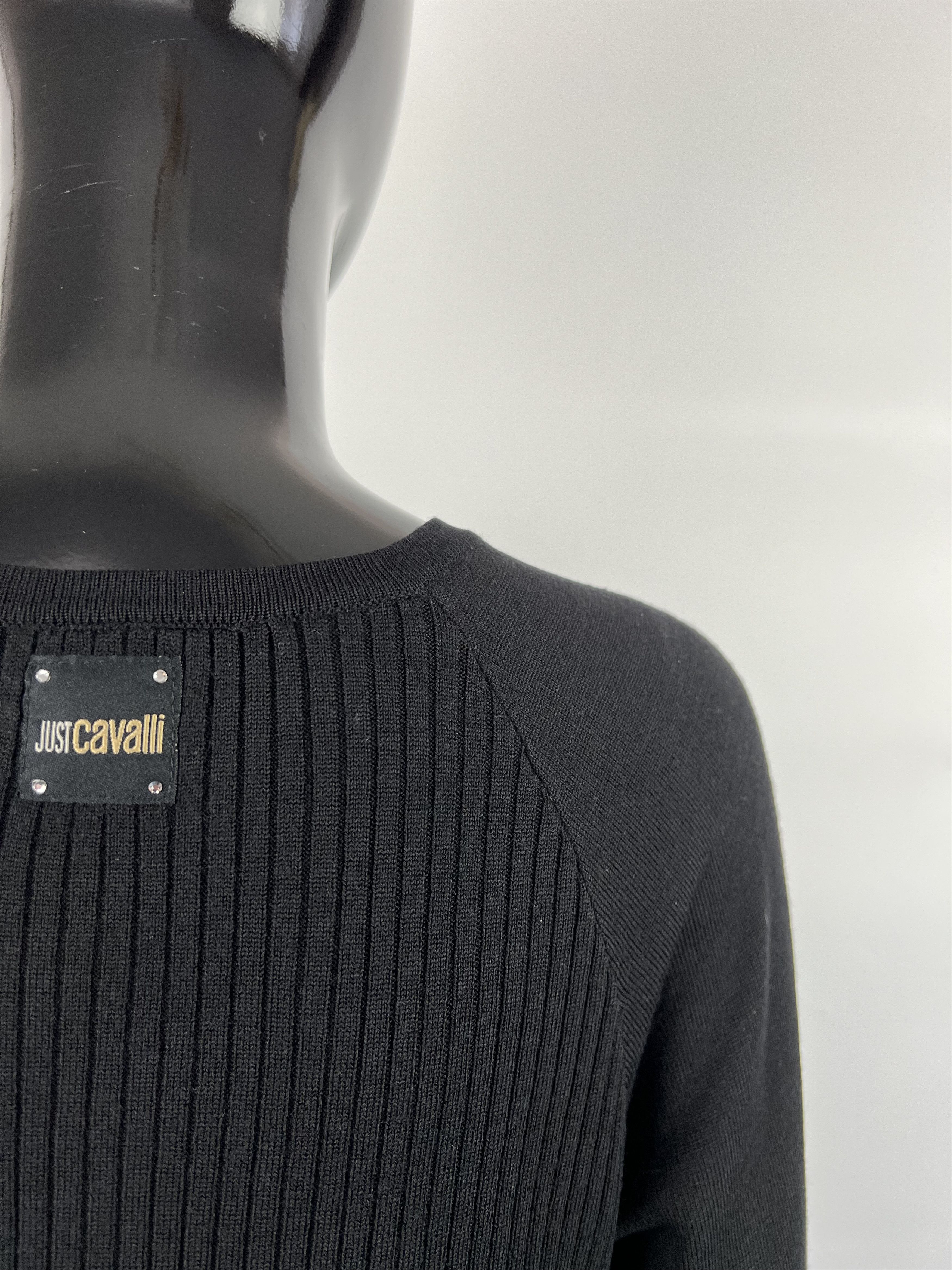 Just Cavalli × Roberto Cavalli Just Cavalli Black Ribbed Wool Sweater Size L Size L / US 10 / IT 46 - 4 Thumbnail