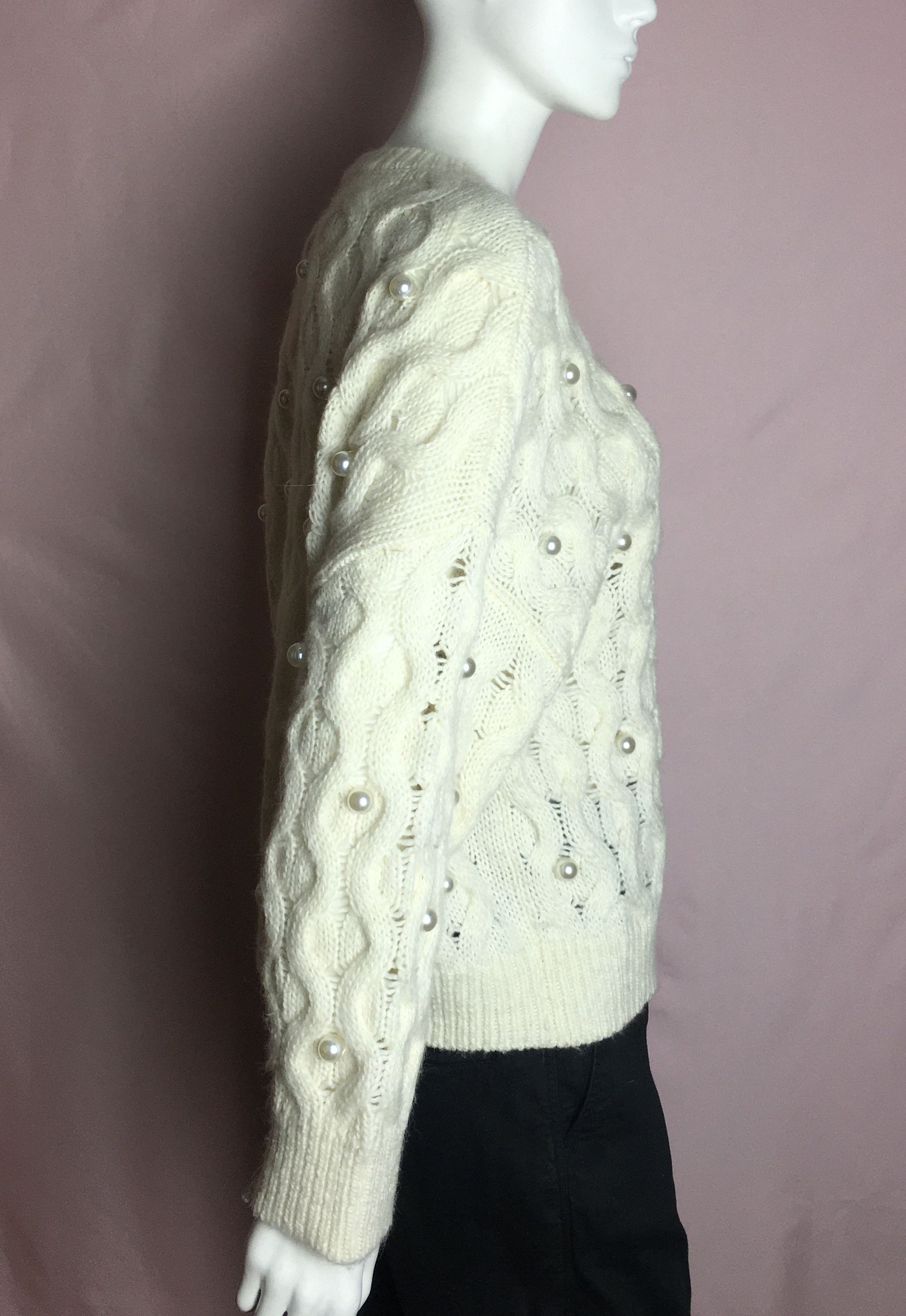 Essentiel Antwerp Essential Antwerp Cable Knitted Sweater Pearl Embellishments Size S / US 4 / IT 40 - 8 Thumbnail