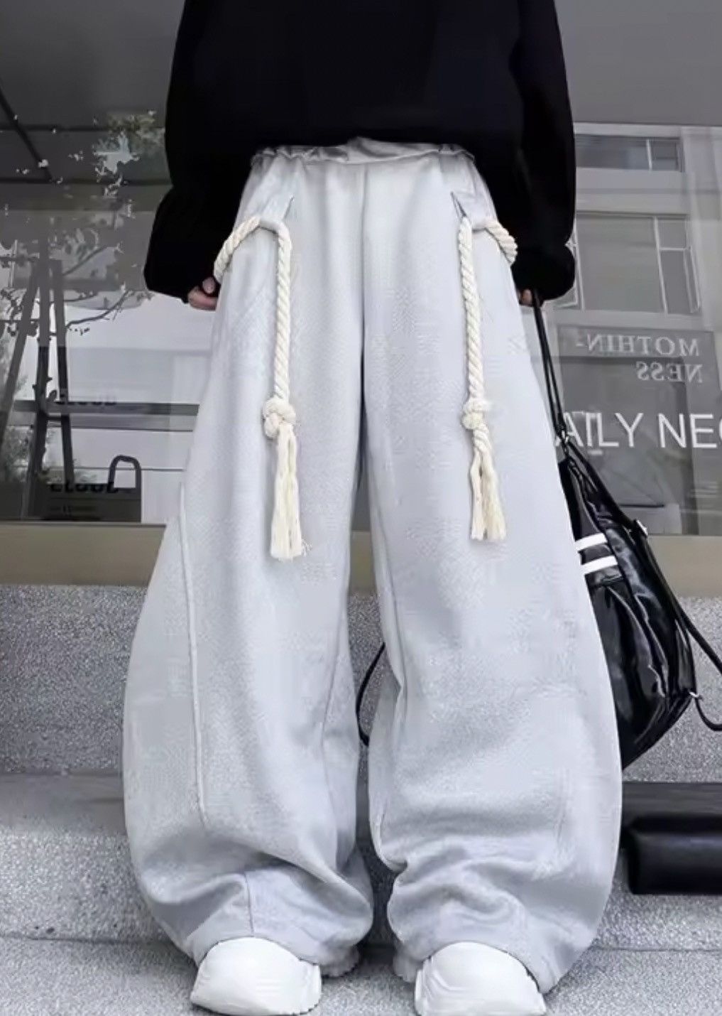Japanese Brand Archive Grey Oversized Rope Sweatpants Size US 31 - 8 Thumbnail