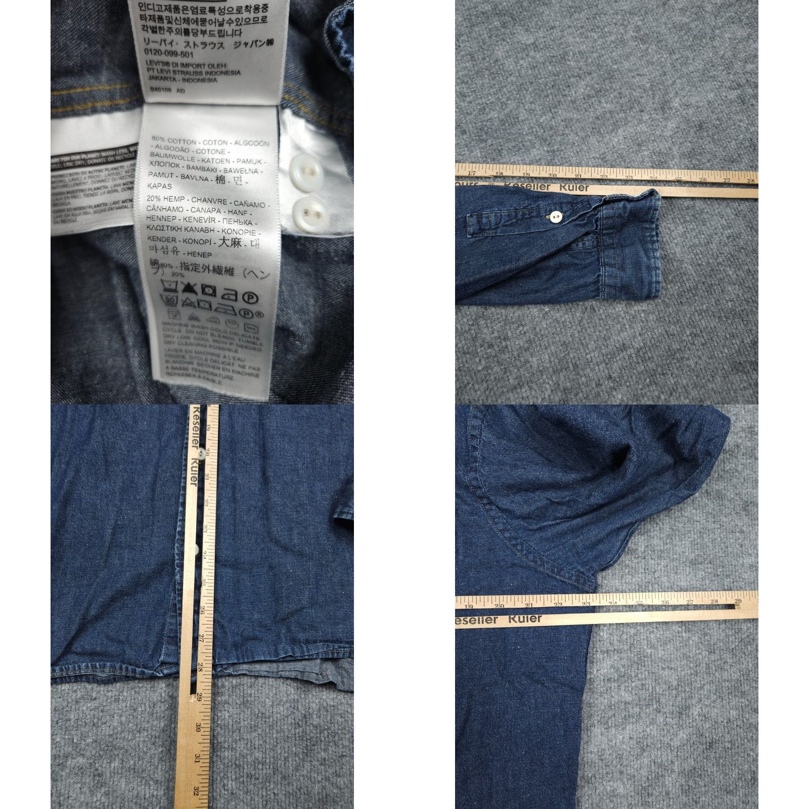 Levi's VINTAGE Levi's Chambray Shirt Men's Large Blue Button Up Pockets Long Sleeve Size US L / EU 52-54 / 3 - 8 Thumbnail
