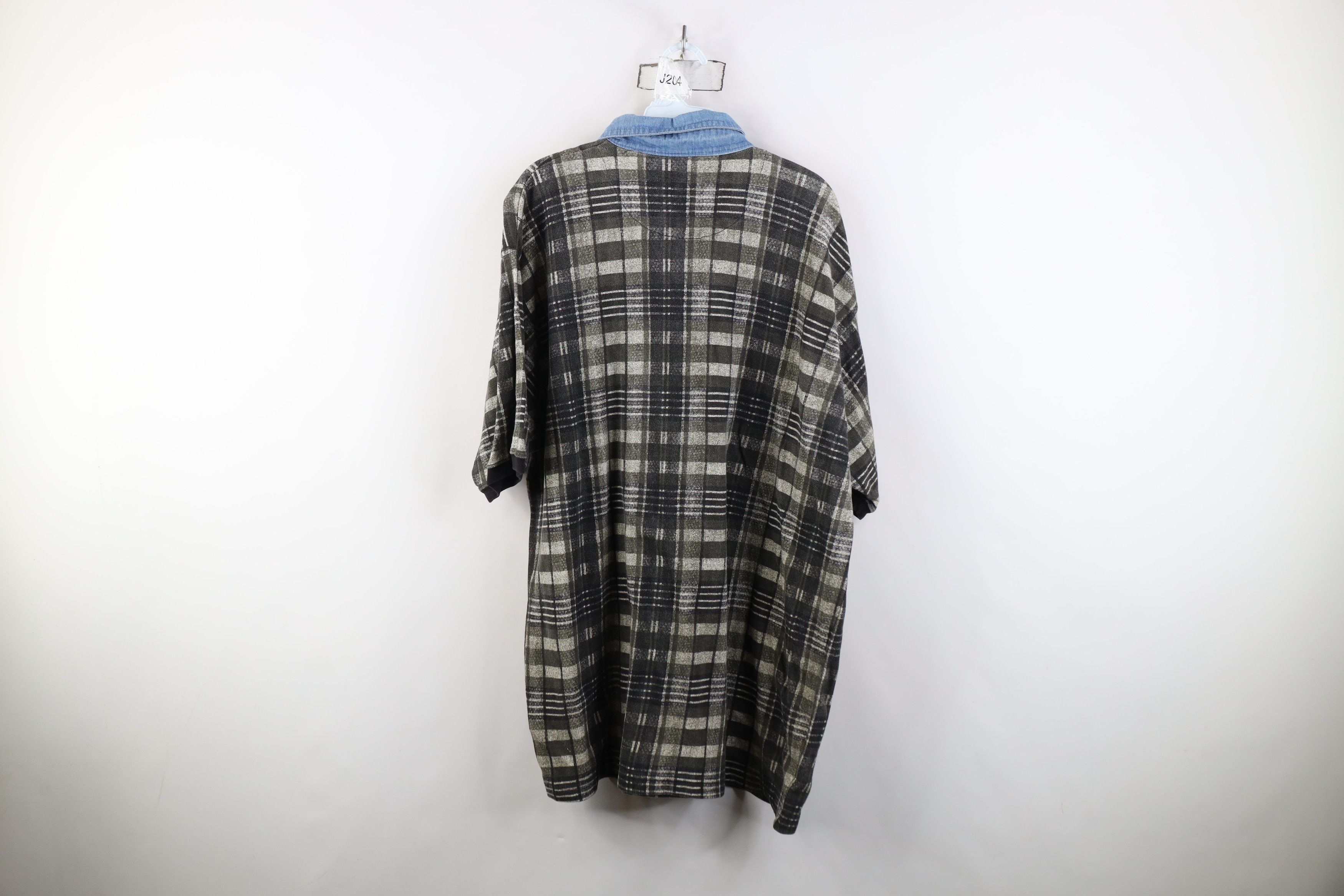 Vintage Vintage 90s Streetwear Denim Collar Golf Polo Shirt Plaid Size US XL / EU 56 / 4 - 9 Thumbnail