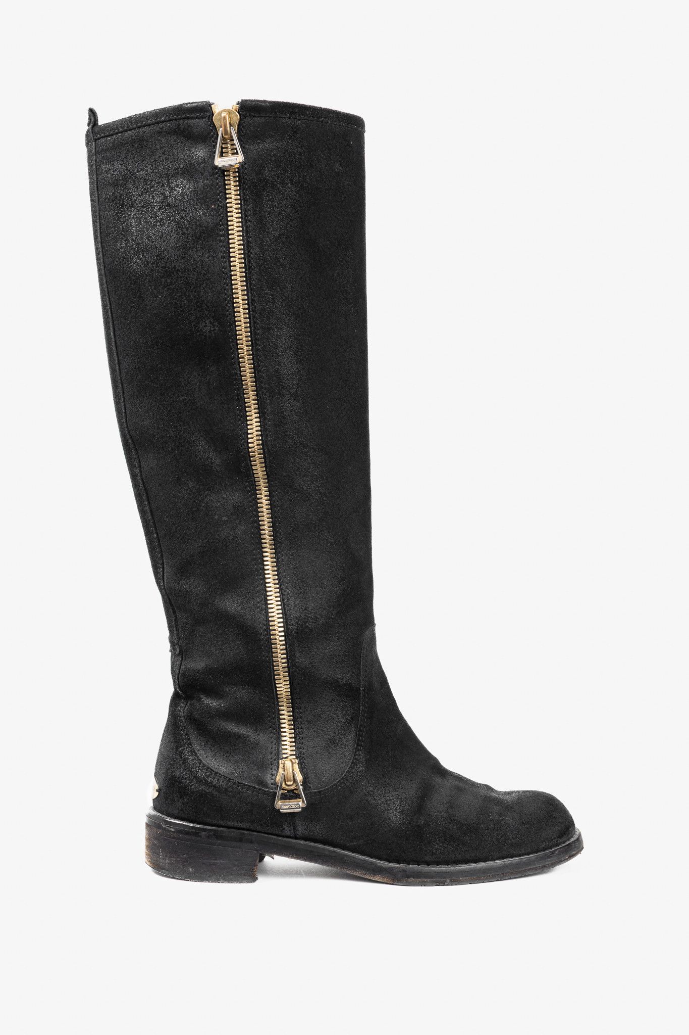 Jimmy Choo Jimmy Choo Doreen Black Rugged Suede Knee-High Boots Size US 7 / IT 37 - 1 Thumbnail