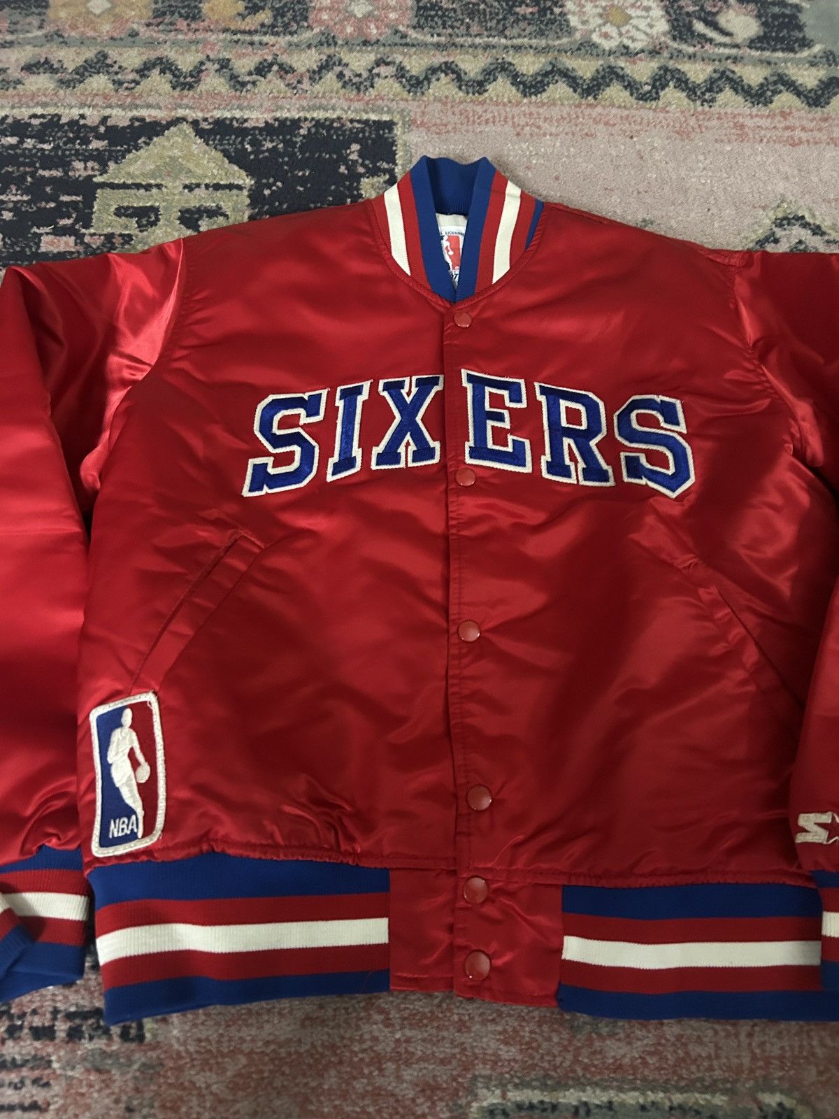 Starter Vintage 90’s Starter Philadelphia 76ers Satin Bomber Jacket Size US M / EU 48-50 / 2 - 2 Thumbnail